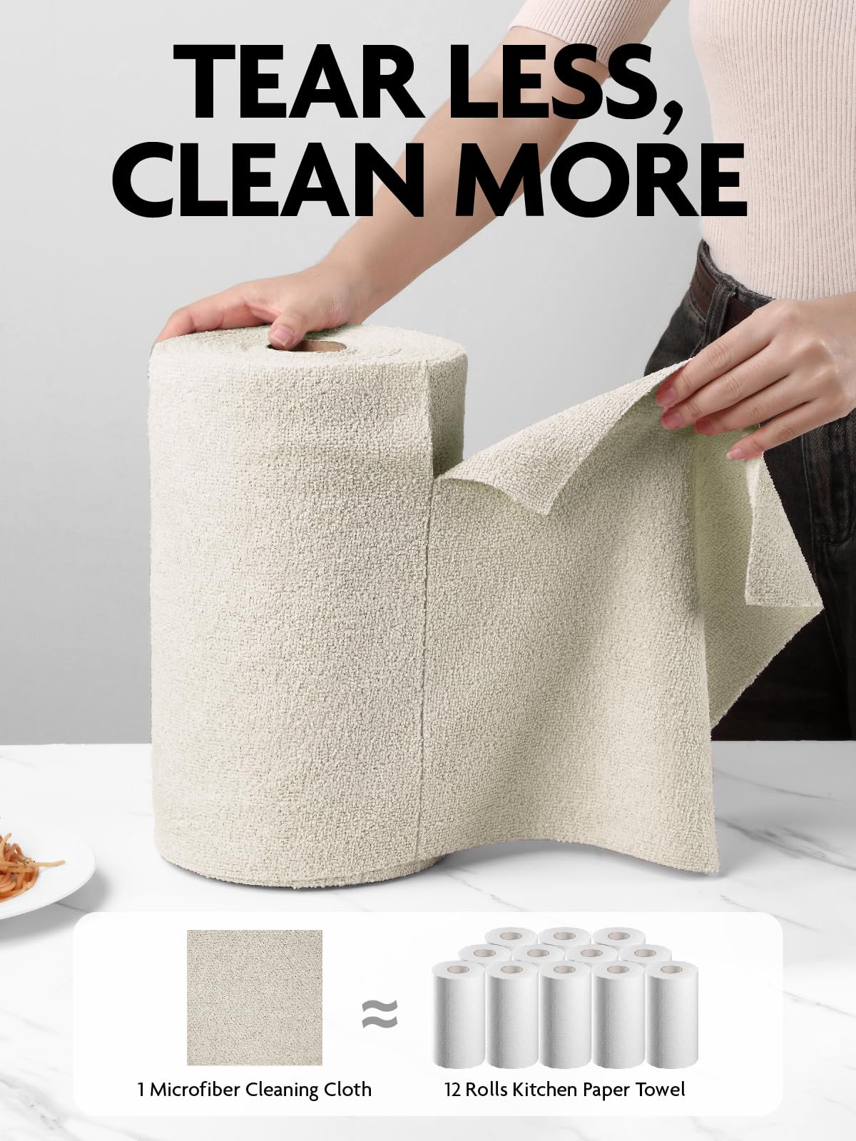 Microfiber Cleaning Cloth Roll (75 Count)