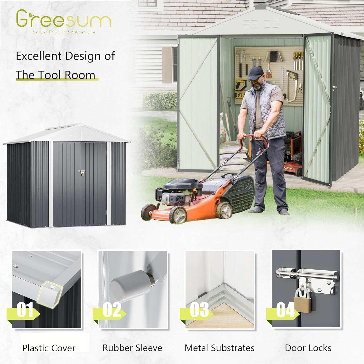 6x4FT Outdoor Storage Shed