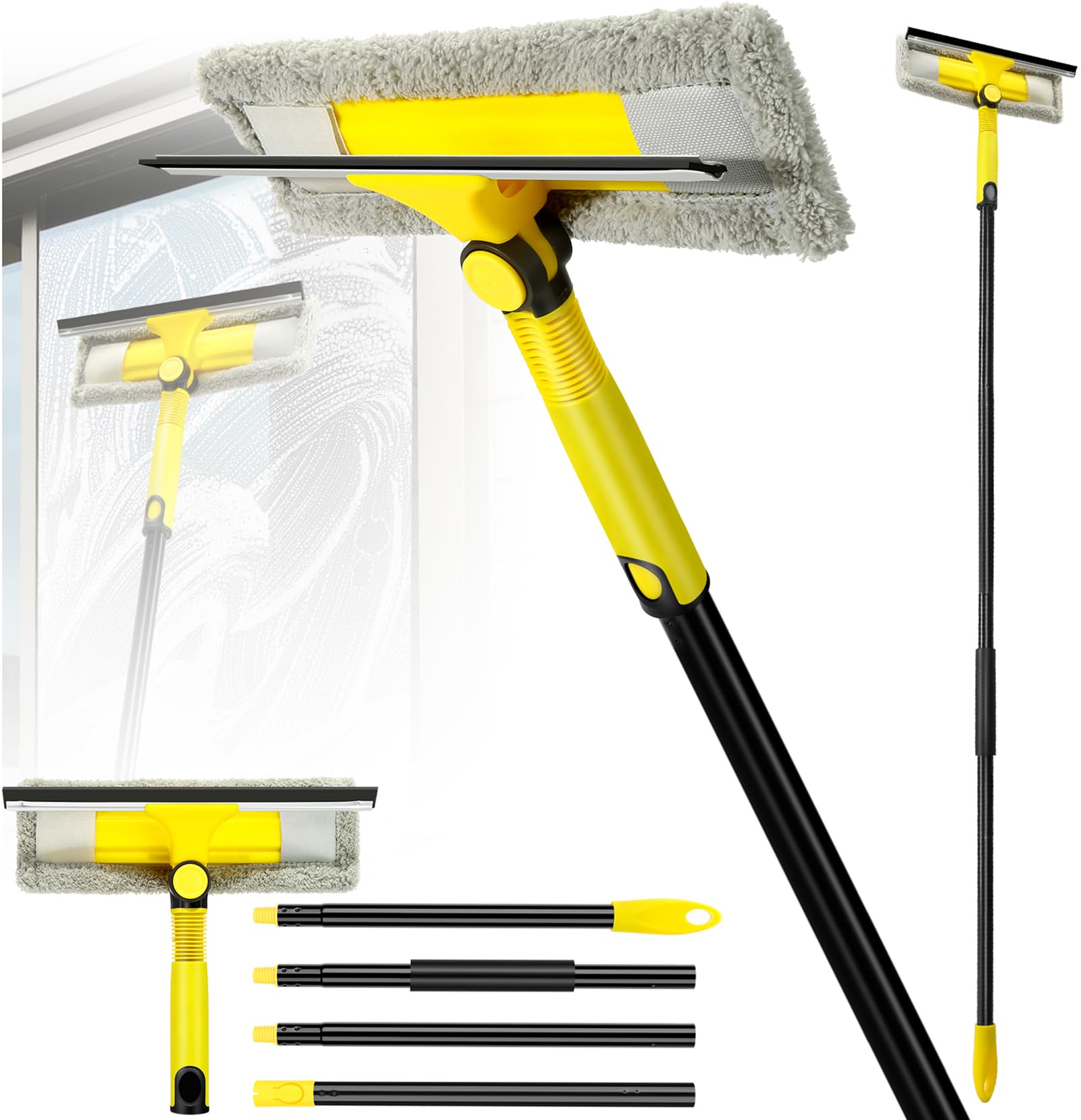 Professional Window Squeegee with 60" Extension Pole for Home