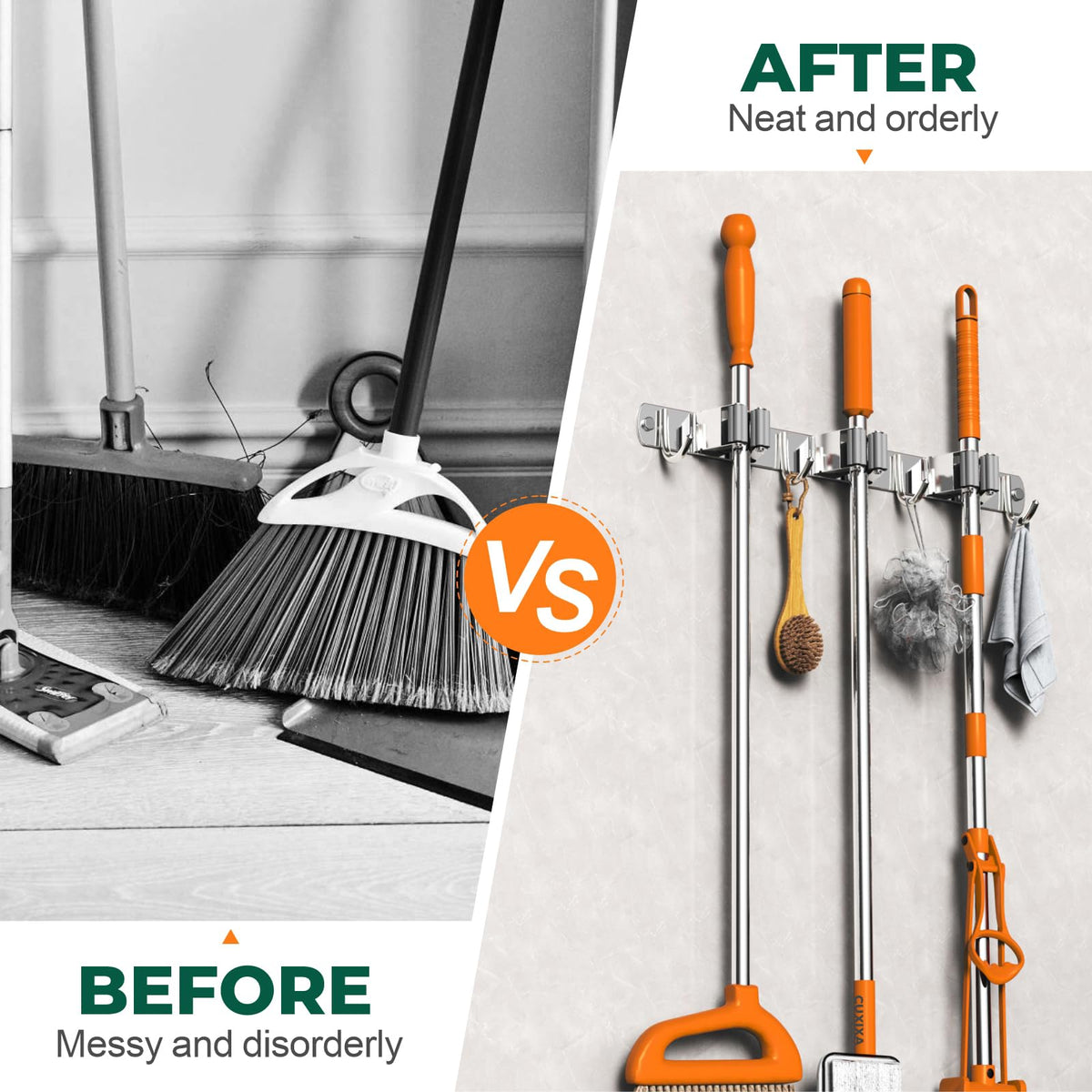 Mop and Broom Holder Wall Mount