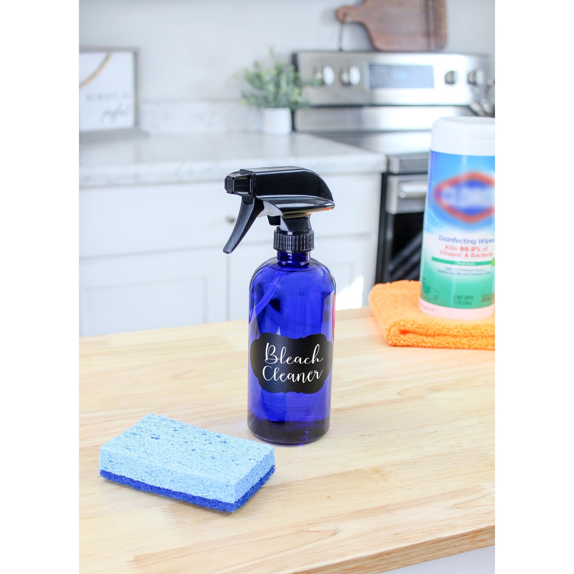 16oz Blue PLASTIC Spray Bottles w (6 Count)