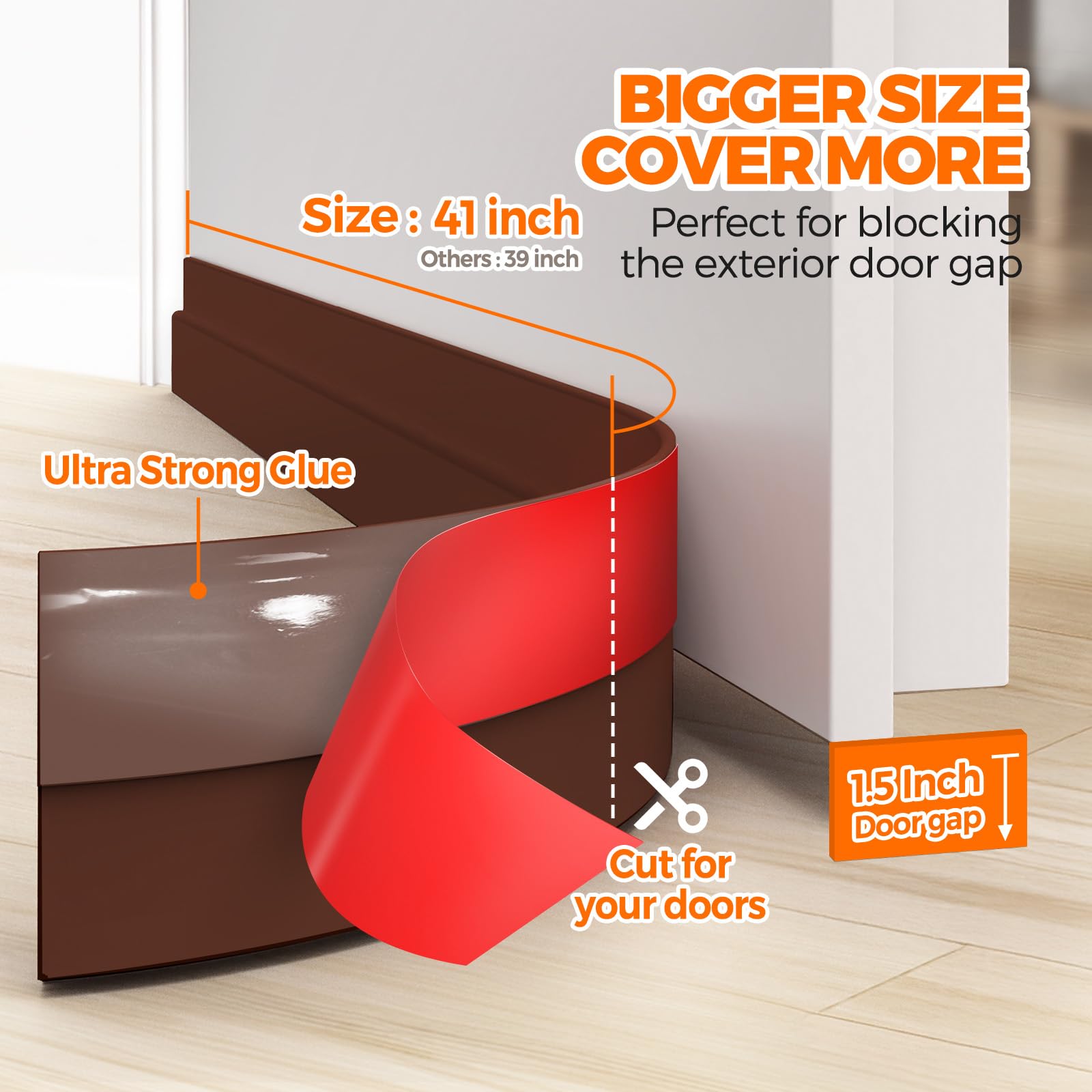 Under Door Draft Stopper 41inch Weather Stripping Door Seal (3.42 Foot)