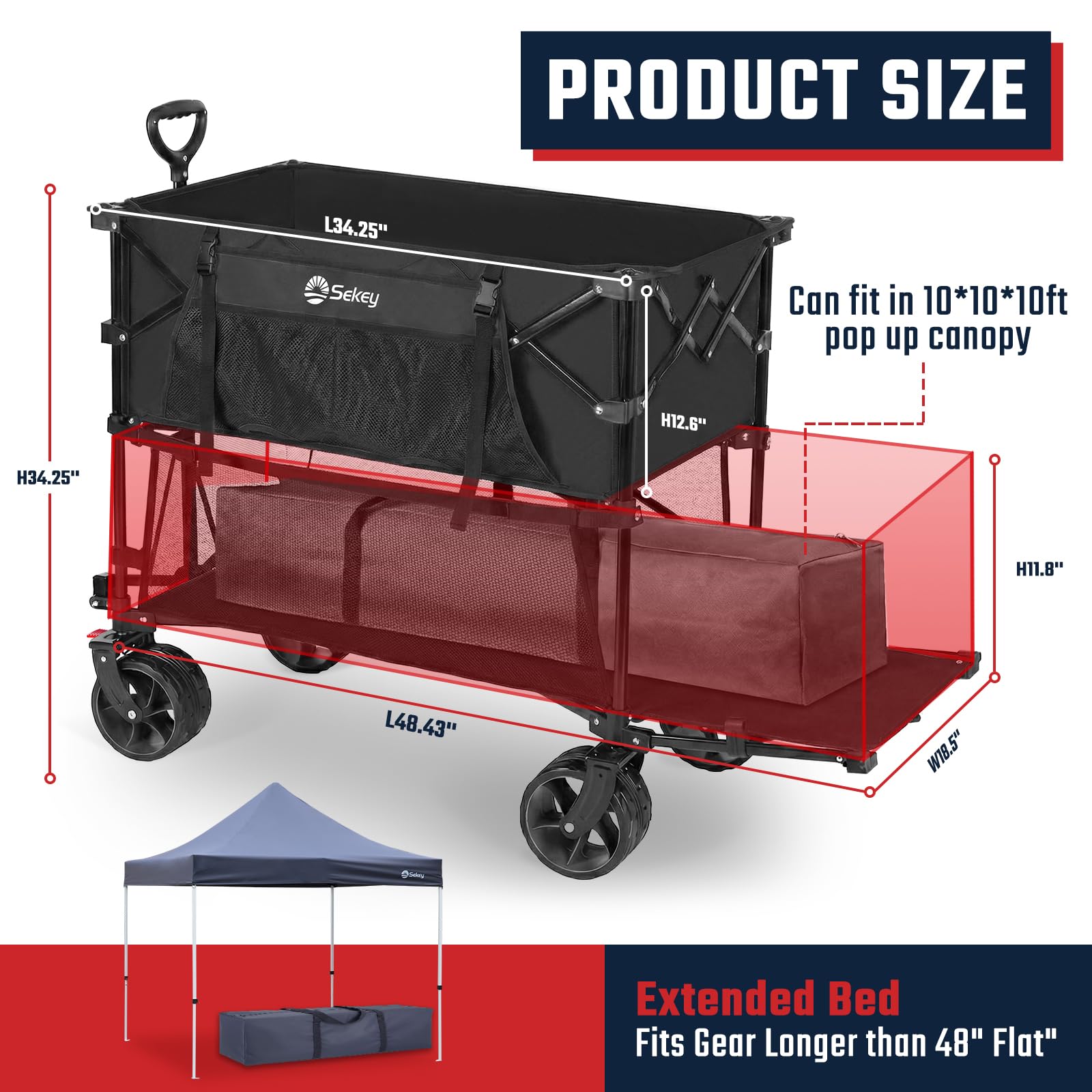 500LBS Heavy Duty Double Decker Wagon with Extender