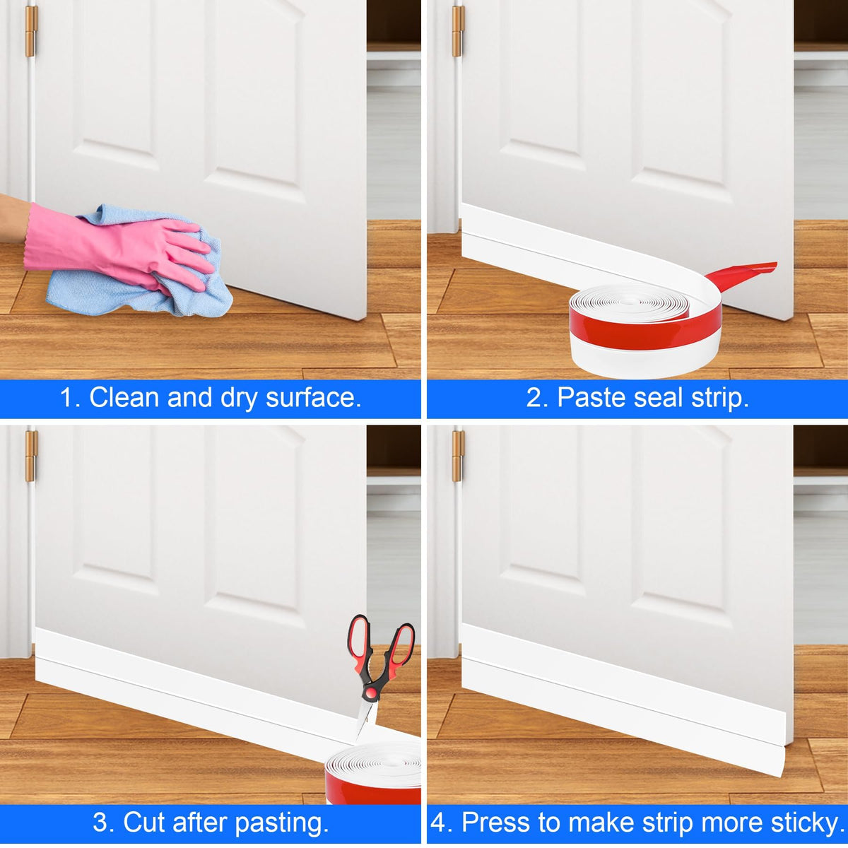 Weather Stripping Silicone Door Seal Strip 3 in x 10 ft Door Draft Stopper Self Adhesive Door Draft Tape (10 Foot)