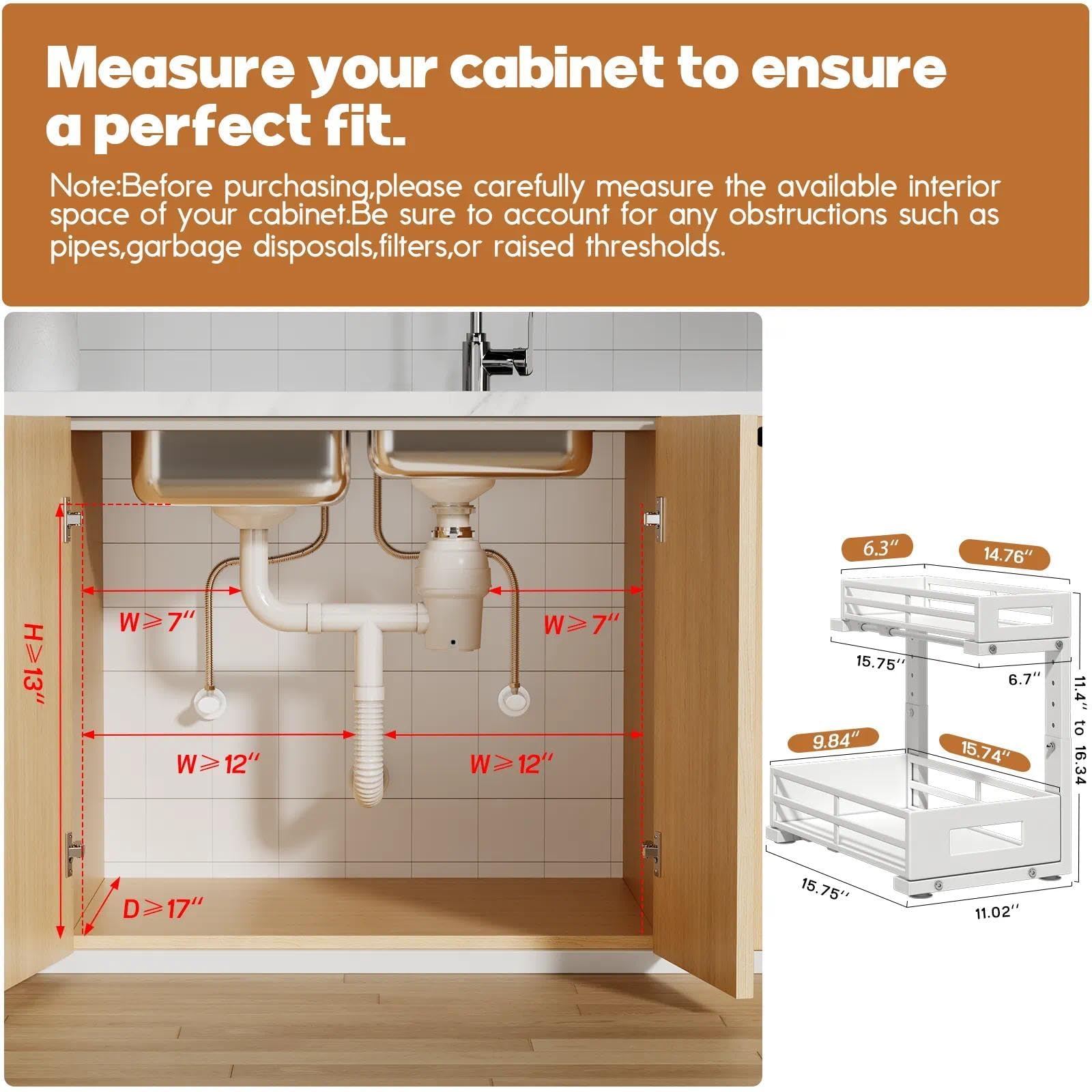 L Shaped Metal Under Sink Organizer (2 Count)