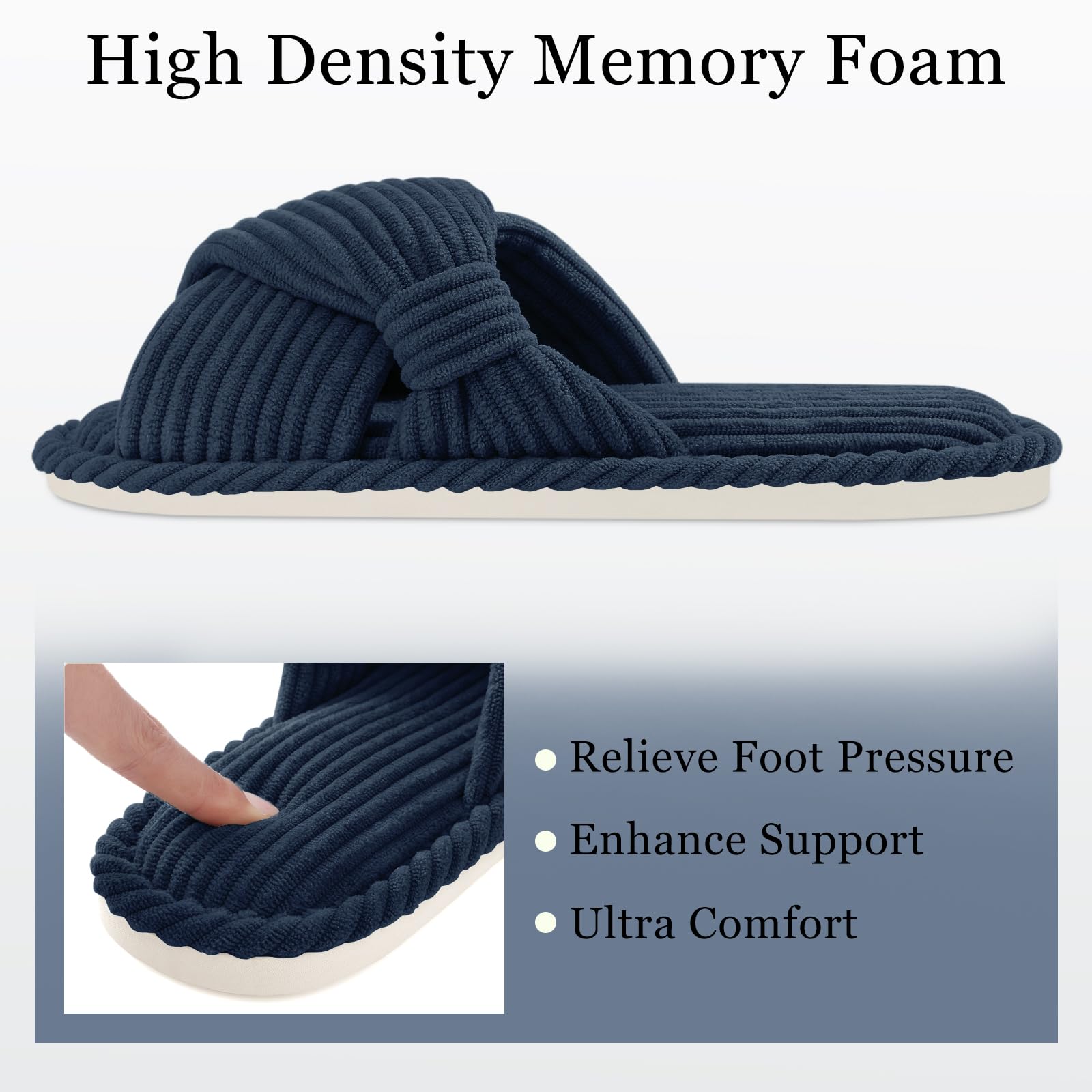 Summer House Slippers for Women Corduroy Open Toe Indoor Slippers
