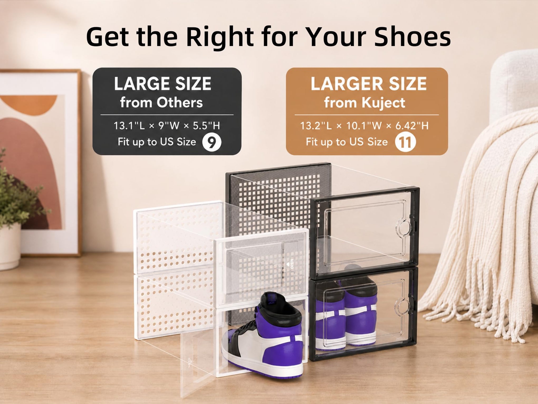 X Large Shoe Storage Boxes 12 Pack (12 Count)