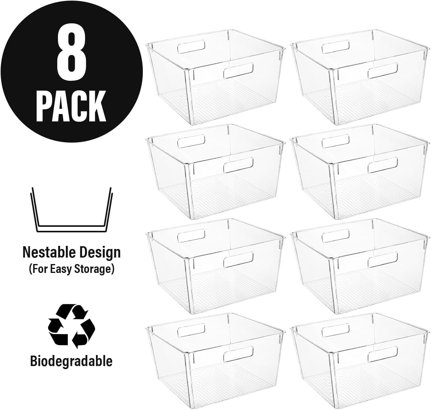 Clear Extra Large Plastic Storage Bins (8 Count)