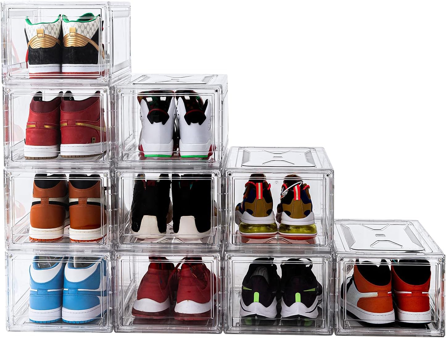 Clear Shoe Boxes Stackable 10 Pack Shoe Storage for Sneakerheads (10 Count)