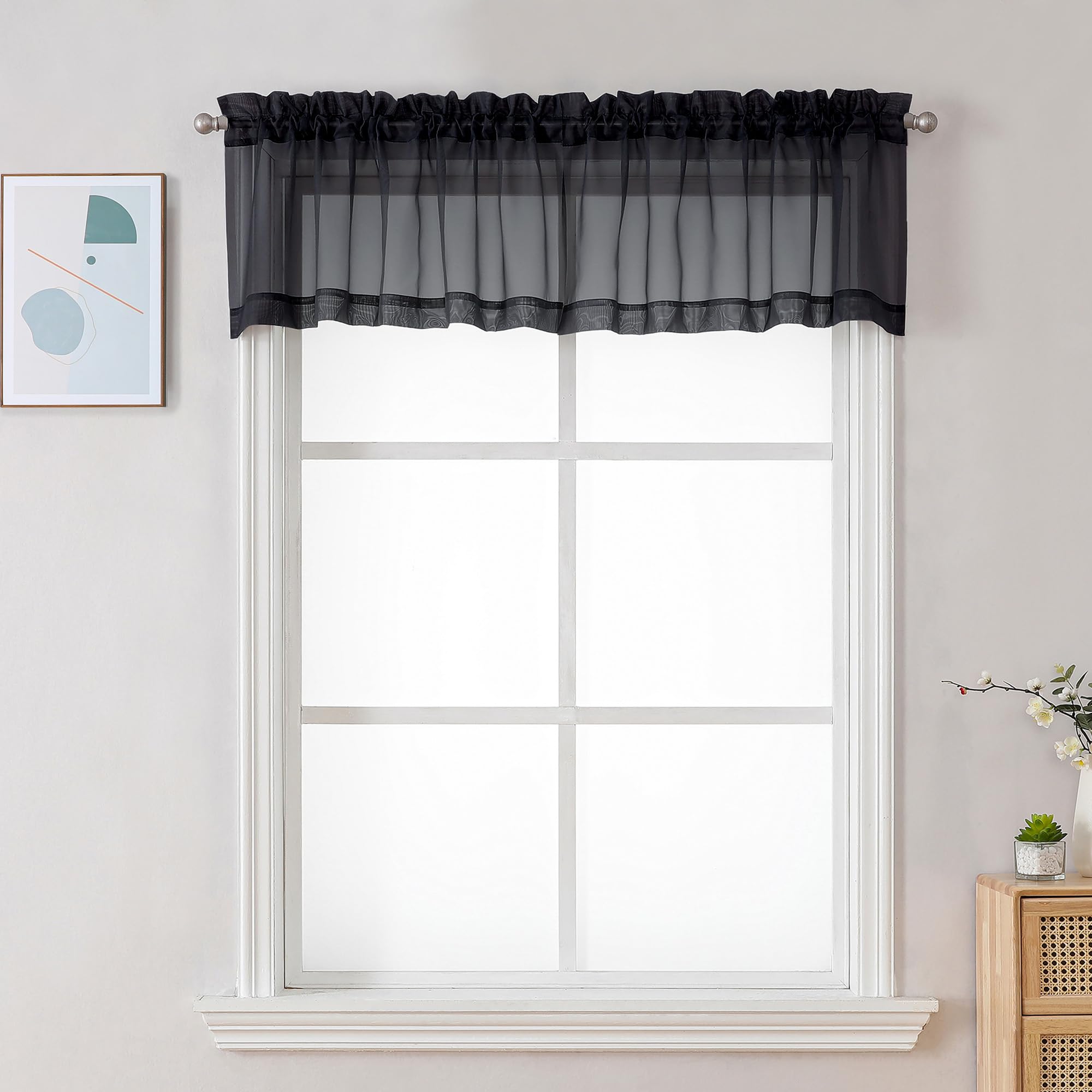 Black Sheer Valance for Windows (2 Count)
