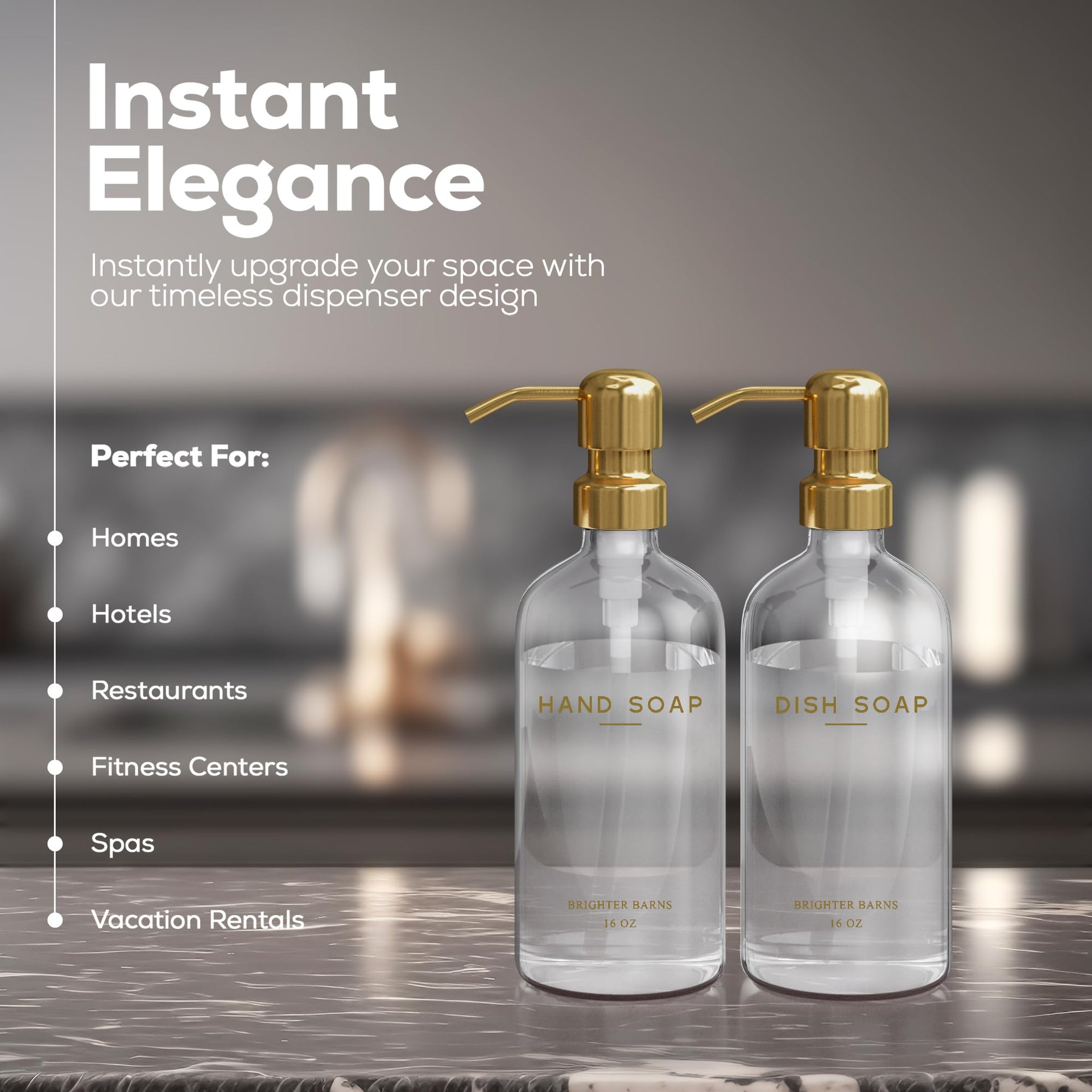 Luxury Glass Soap Dispenser Set by Brighter Barns (2 Count)