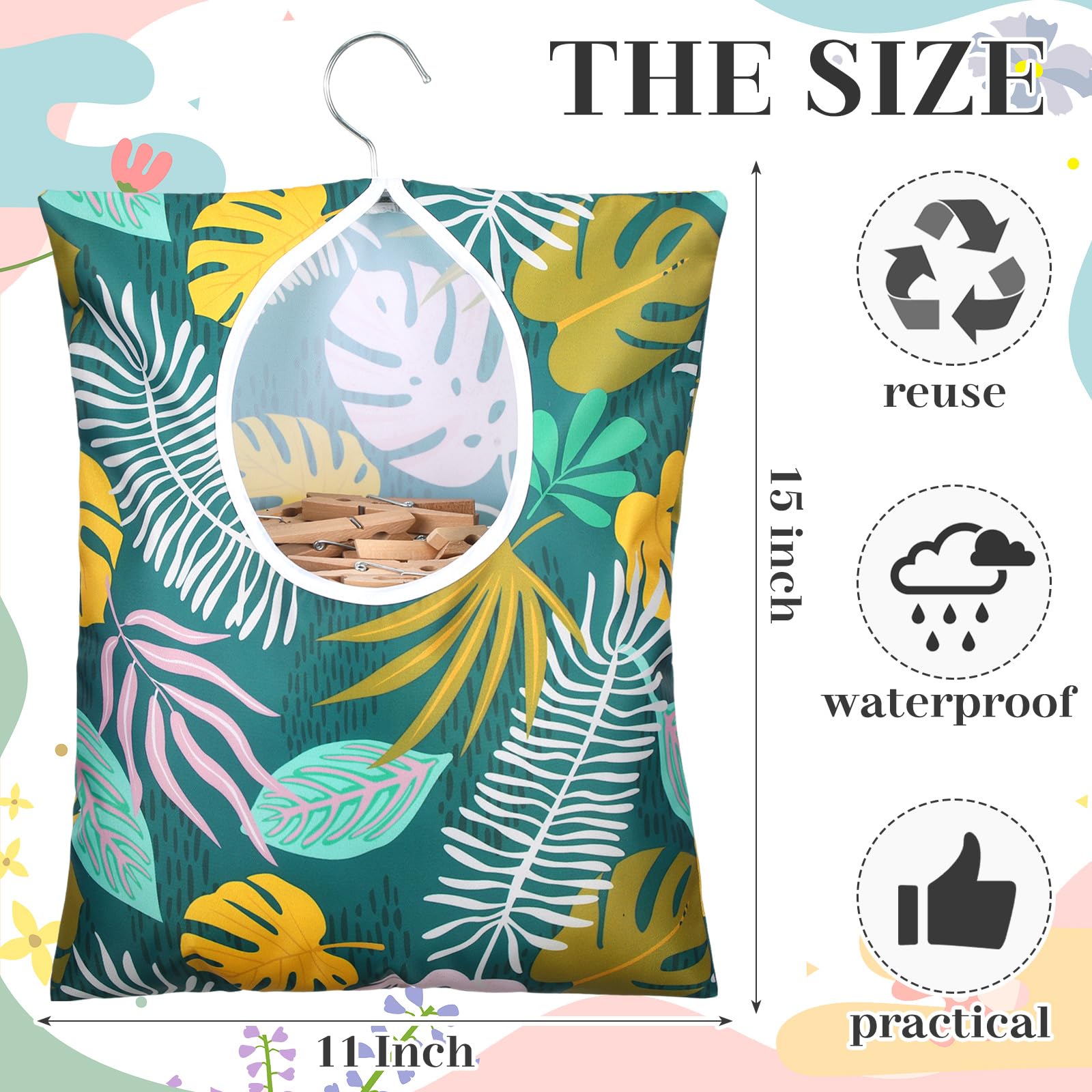 2 Pcs Clothes Pin Bag 15 X 12 In Clothespin Holder (2 Count)