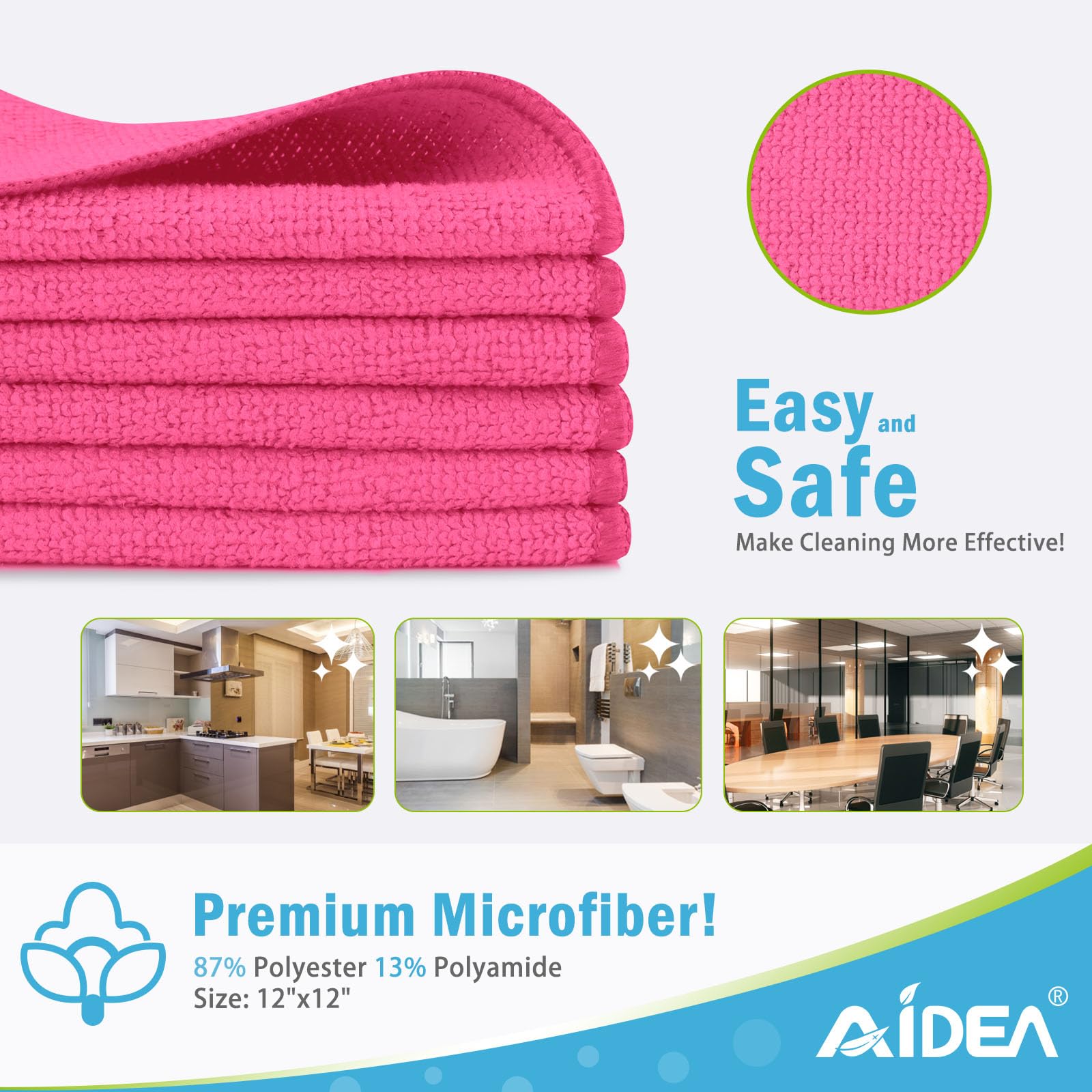 Pink Microfiber Cleaning Cloth (12 Count)