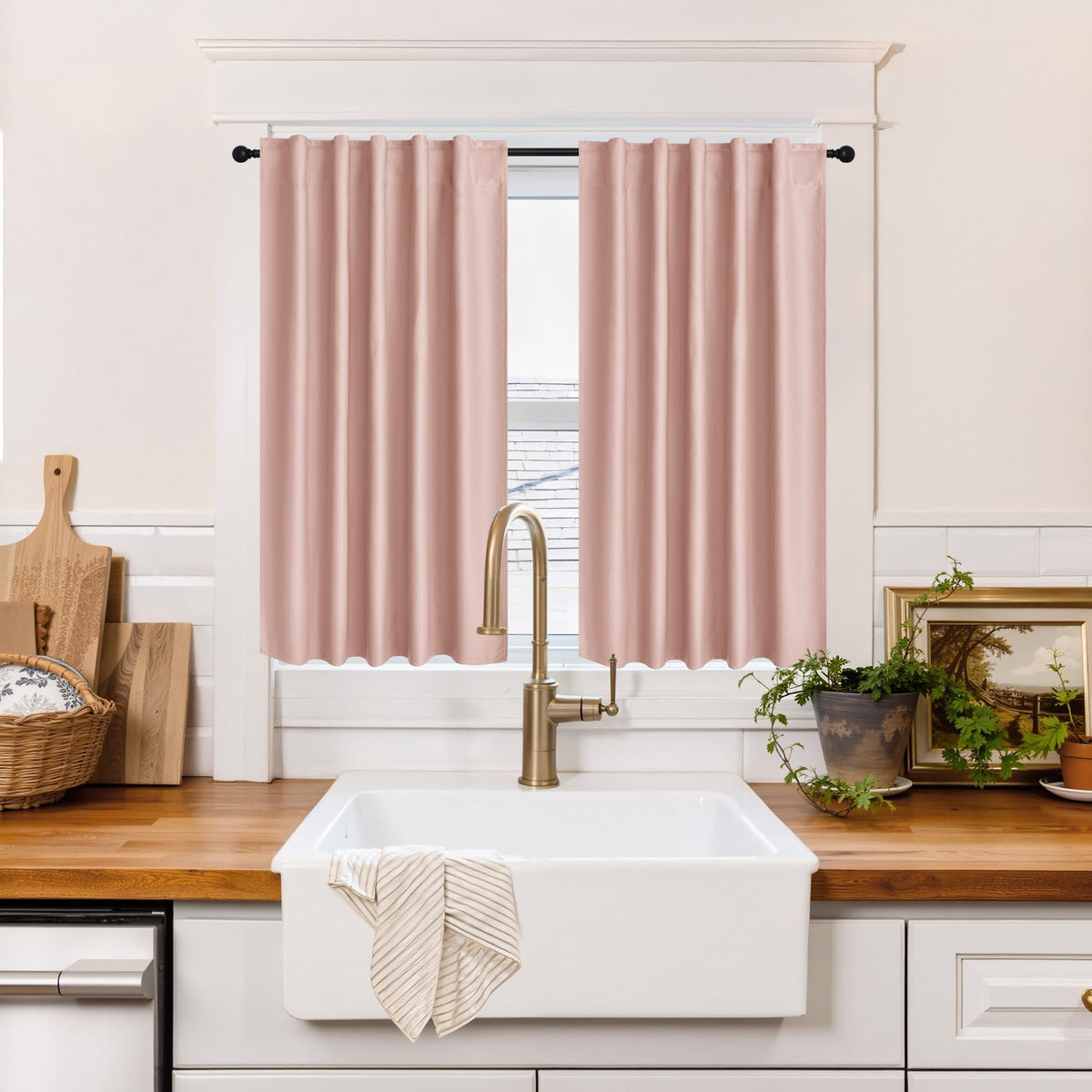 100% Blackout Short Curtains for Small Window (2 Count)