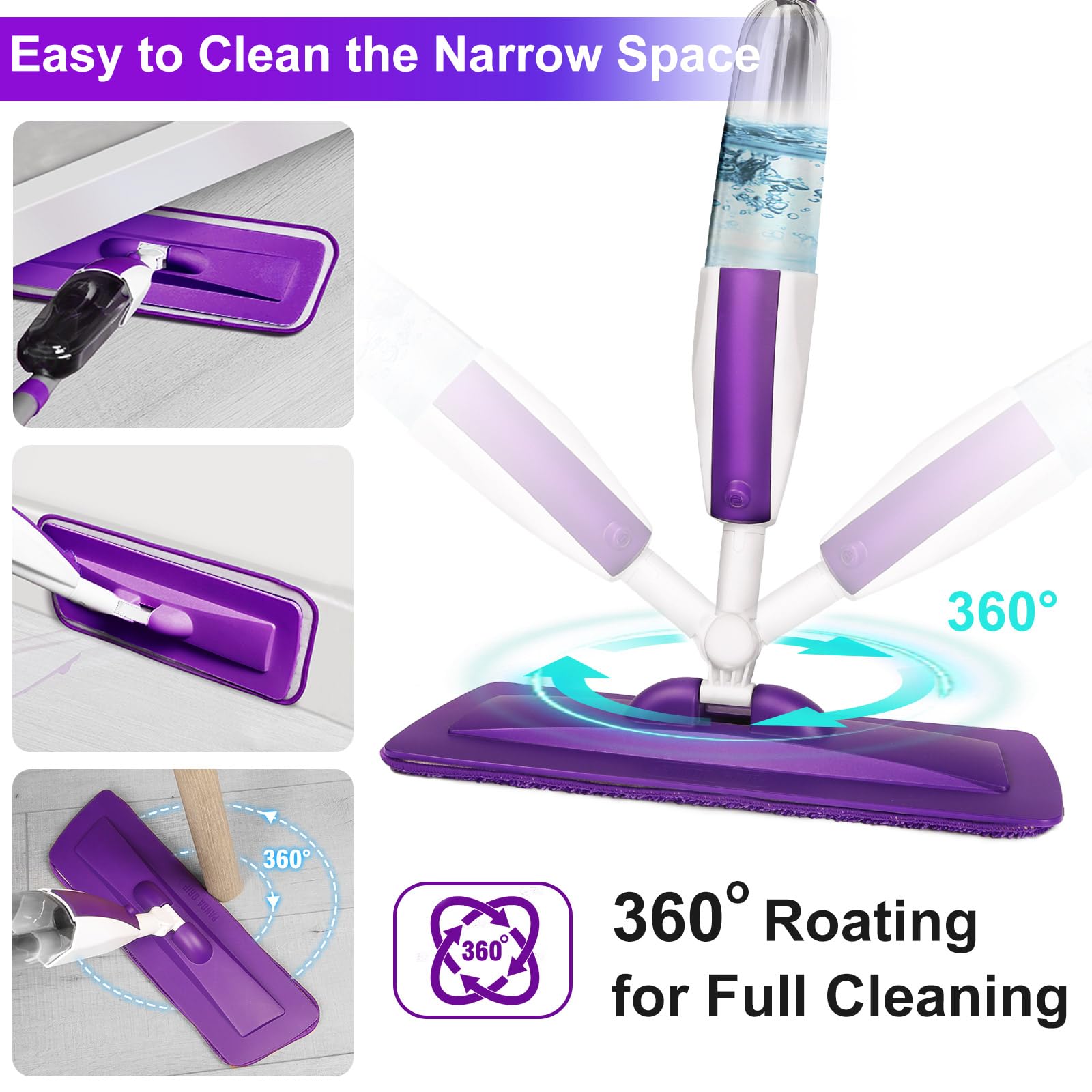 Microfiber Hardwood Floor Spray Mop with 3 Pads & Refillable Bottle (7 Count)