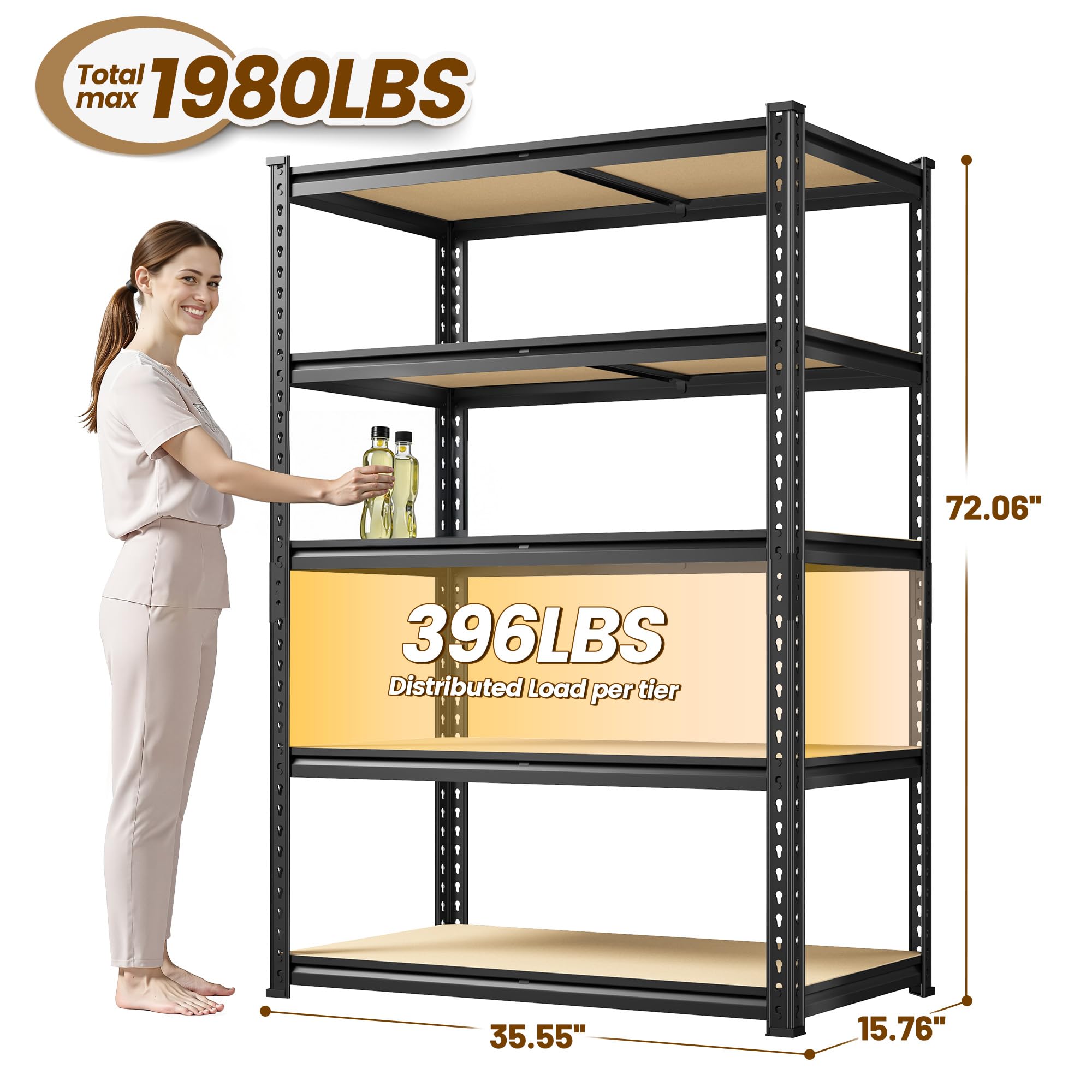 Detachable 5 Tier Storage Shelves for Pantry Kitchen Closet