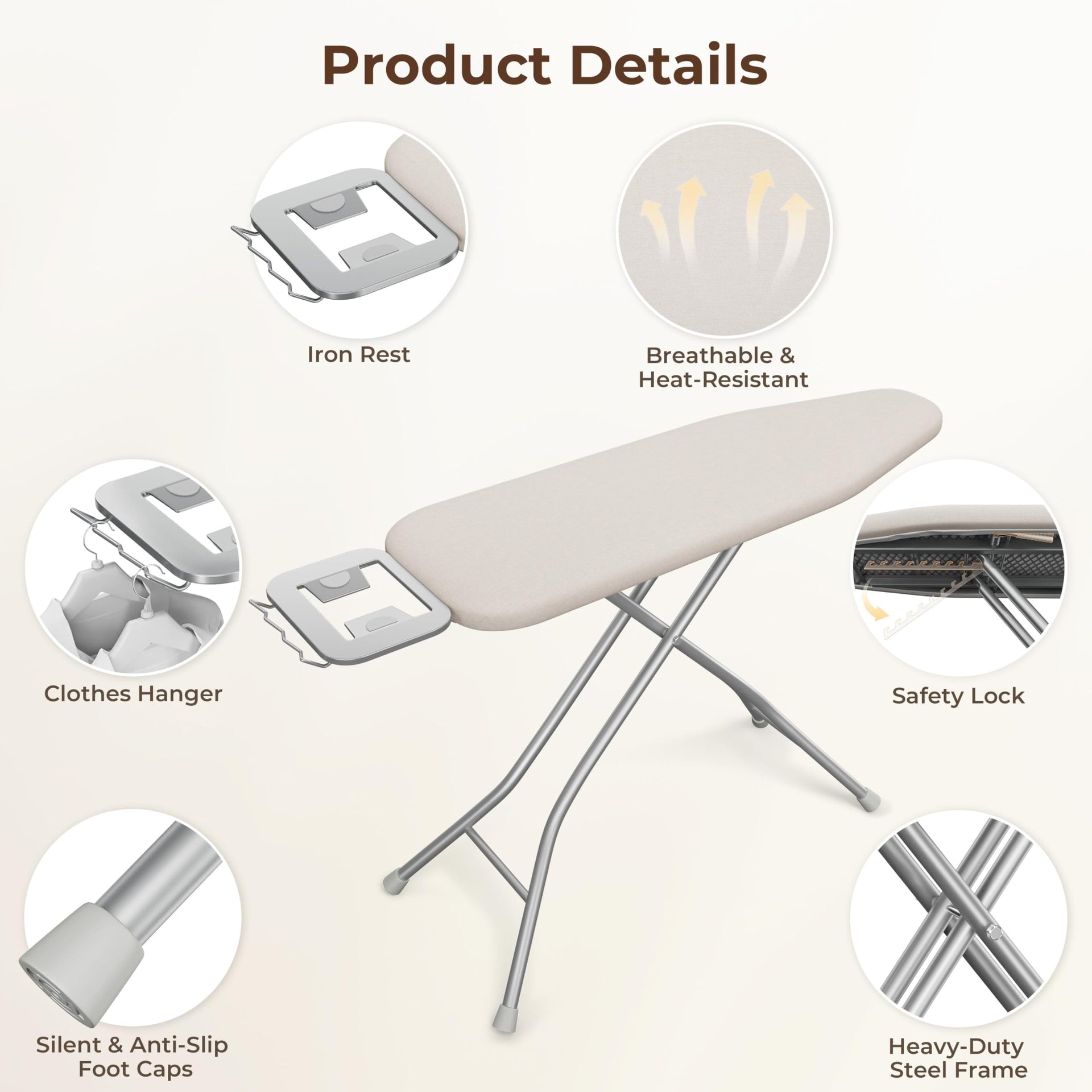 Ironing Board 43"x14" with Heavy Duty Iron Rest