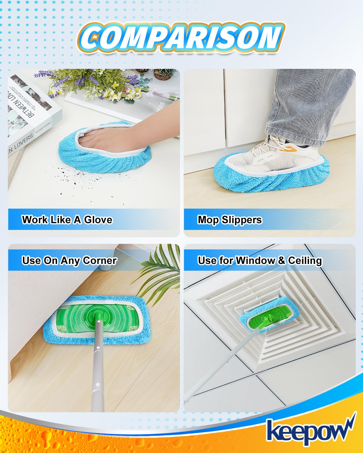 6 Pack Reusable Mop Pads Compatible with Sweeper Mop (8 Count)