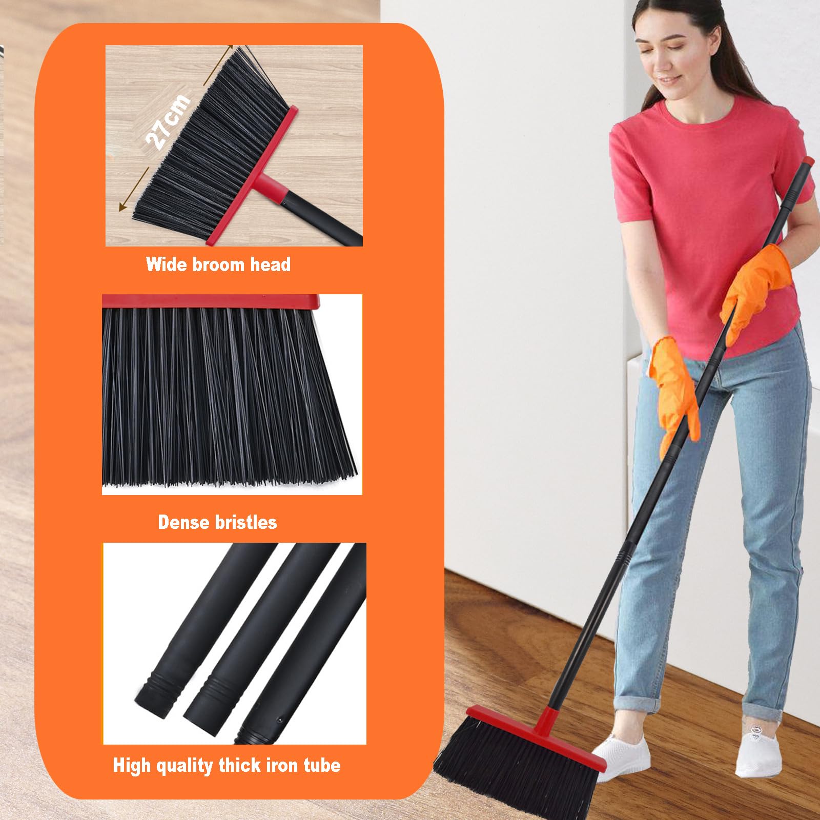 Heavy Duty Adjustable Angle Broom with 56" Steel Handle