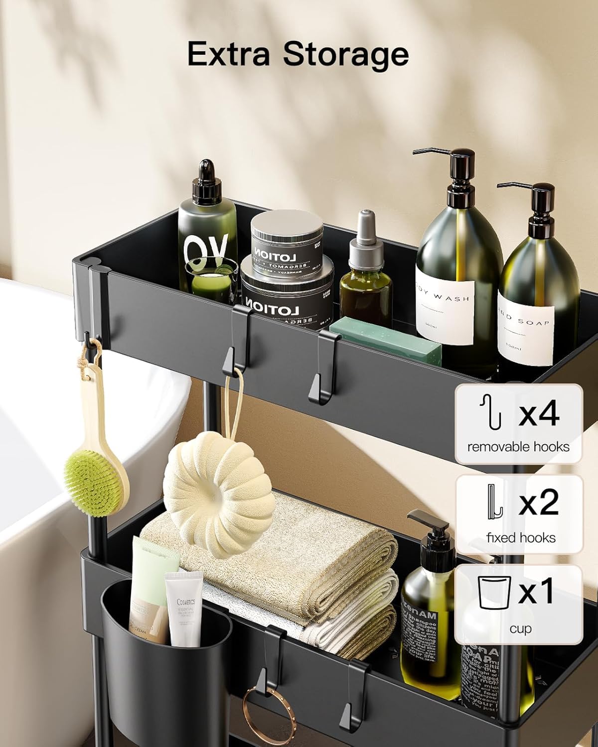 3 Tier Bathroom Storage Cart