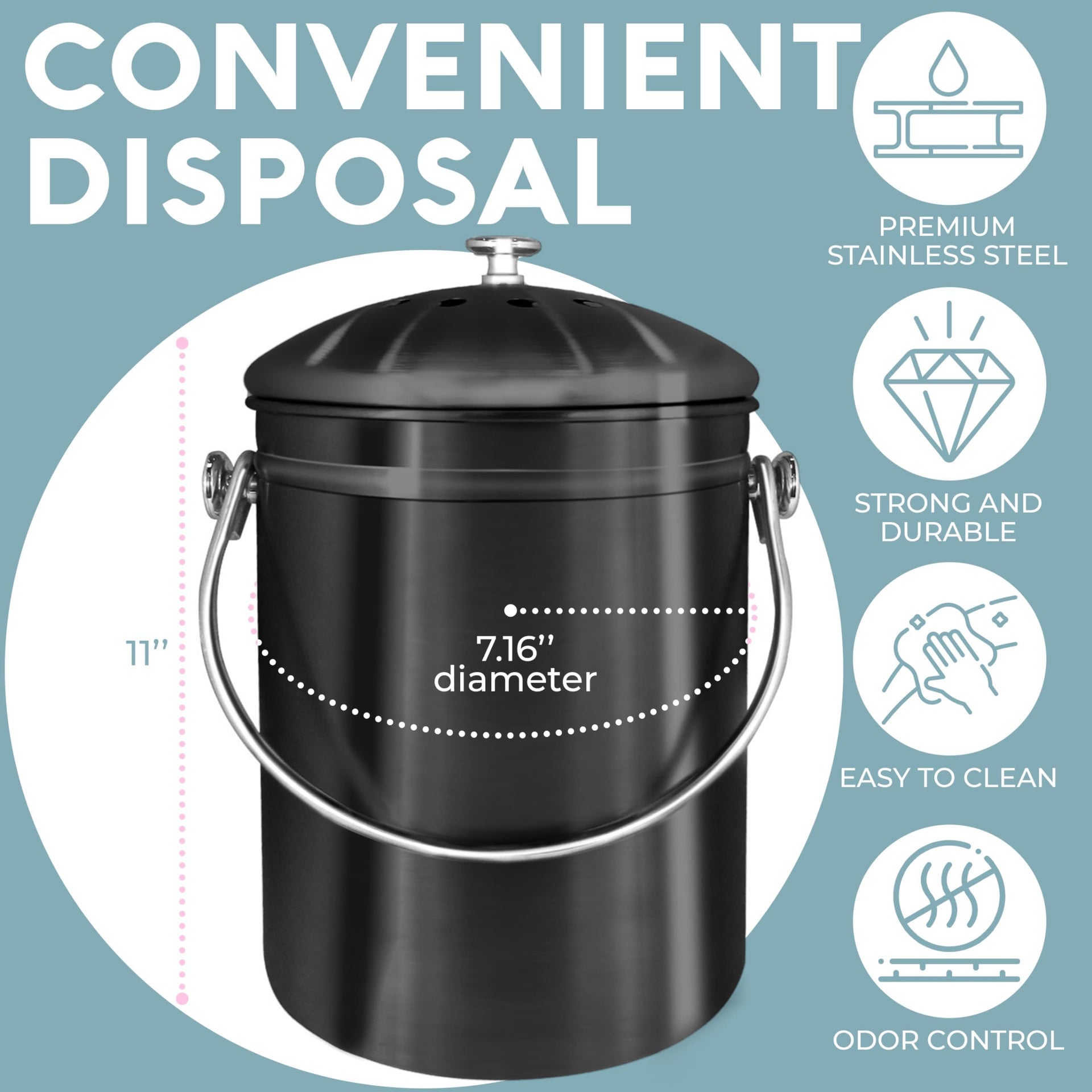 Kitchen Compost Bin for Kicthen Countertops
