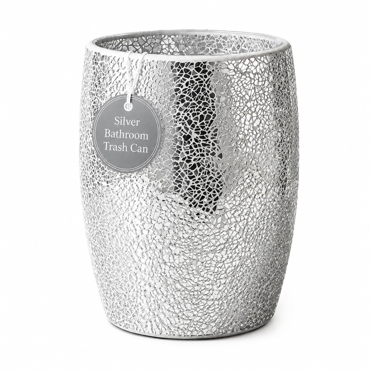 Silver Bathroom Trash Can
