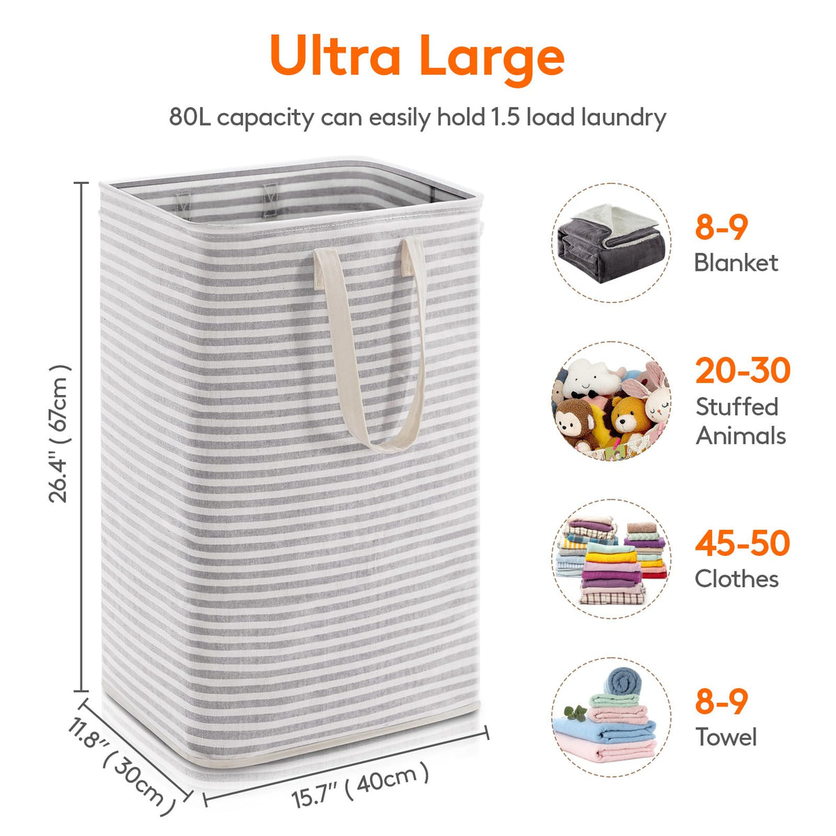 1 Pack Laundry Basket 80L Each
