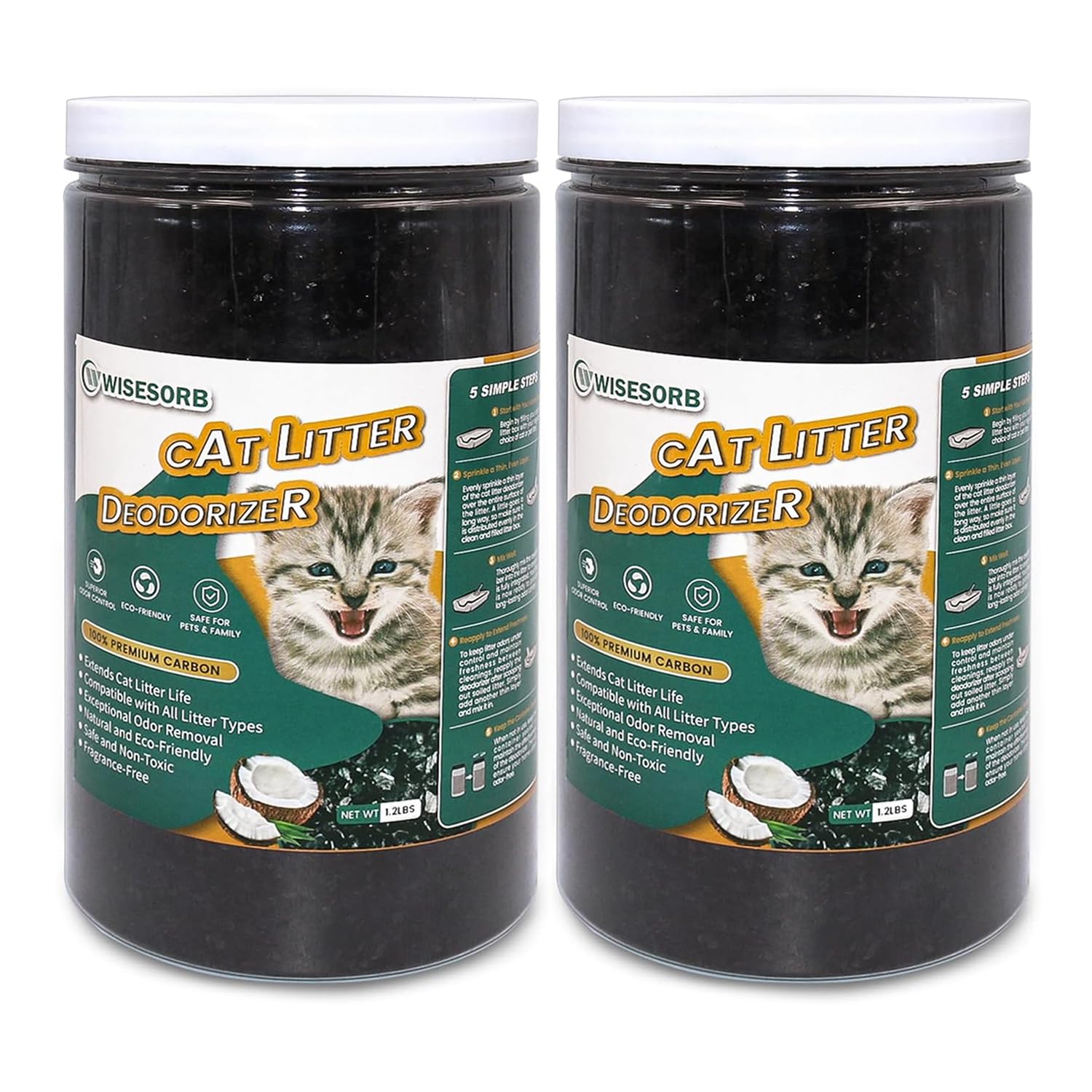 Cat Litter Deodorizer 2.4Lb Activated Carbon Litter Box Odor Eliminator Absorber Unscented Cat Litter Odor Control Room Deodorizer Solution for Homes with Pets (38.4 Ounce)