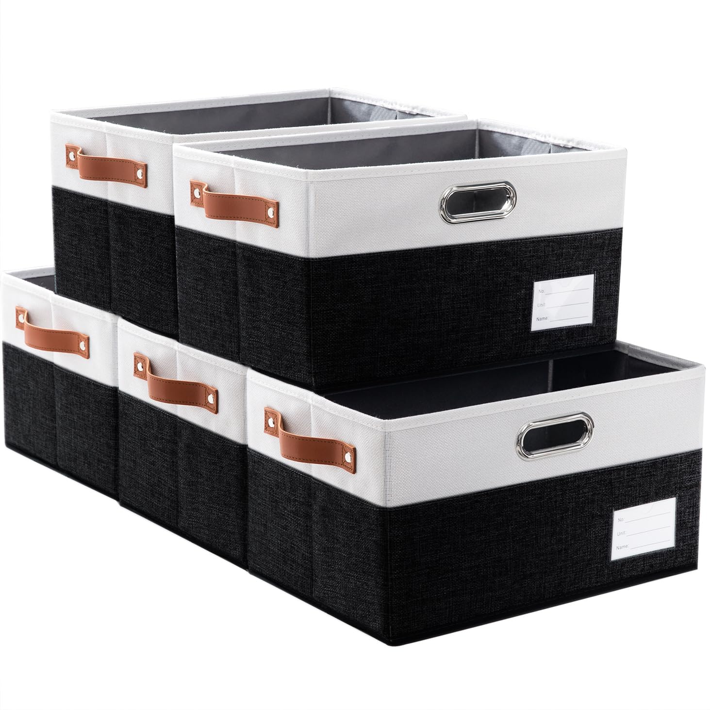 Larger Foldable Storage Bins with Handles [5 (5 Count)