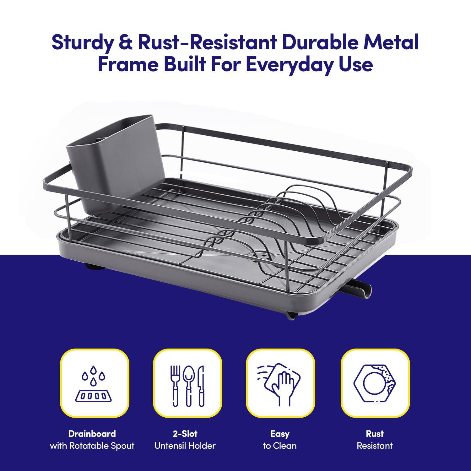 Dish Drying Rack 3 Piece Dish Drainer with Drainboard Set for Kitchen Counter