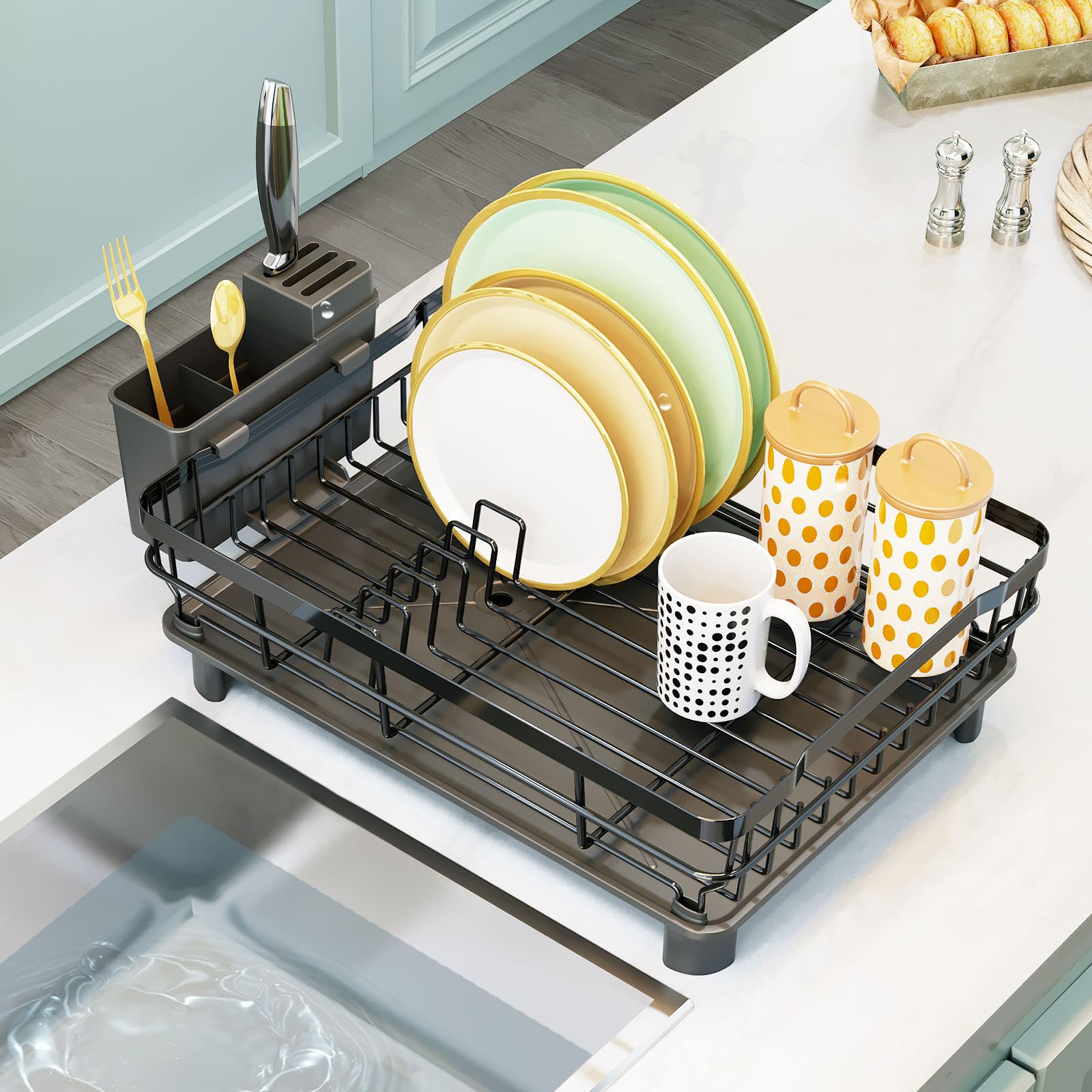 Dish Drying Rack with Drainboard for Kitchen Countertop 1