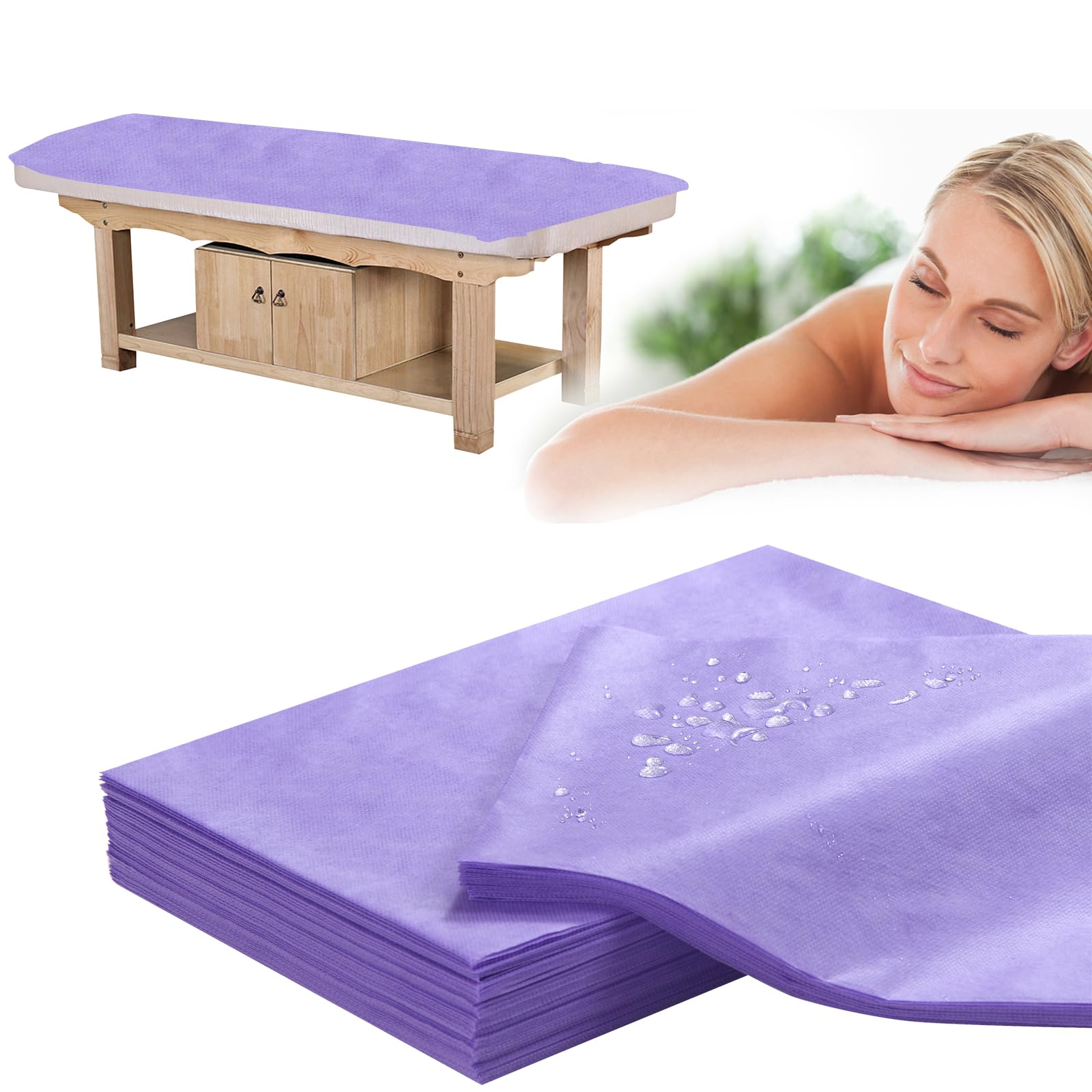 Disposable Bed Sheets for Massage Table 50 Pcs 31" x 71" Waterproof Massage Table Sheets Soft Non Woven Fabric SPA Massage Table Bed Cover Breathable for Beauty Tattoos Waxing Travel (50 Count)