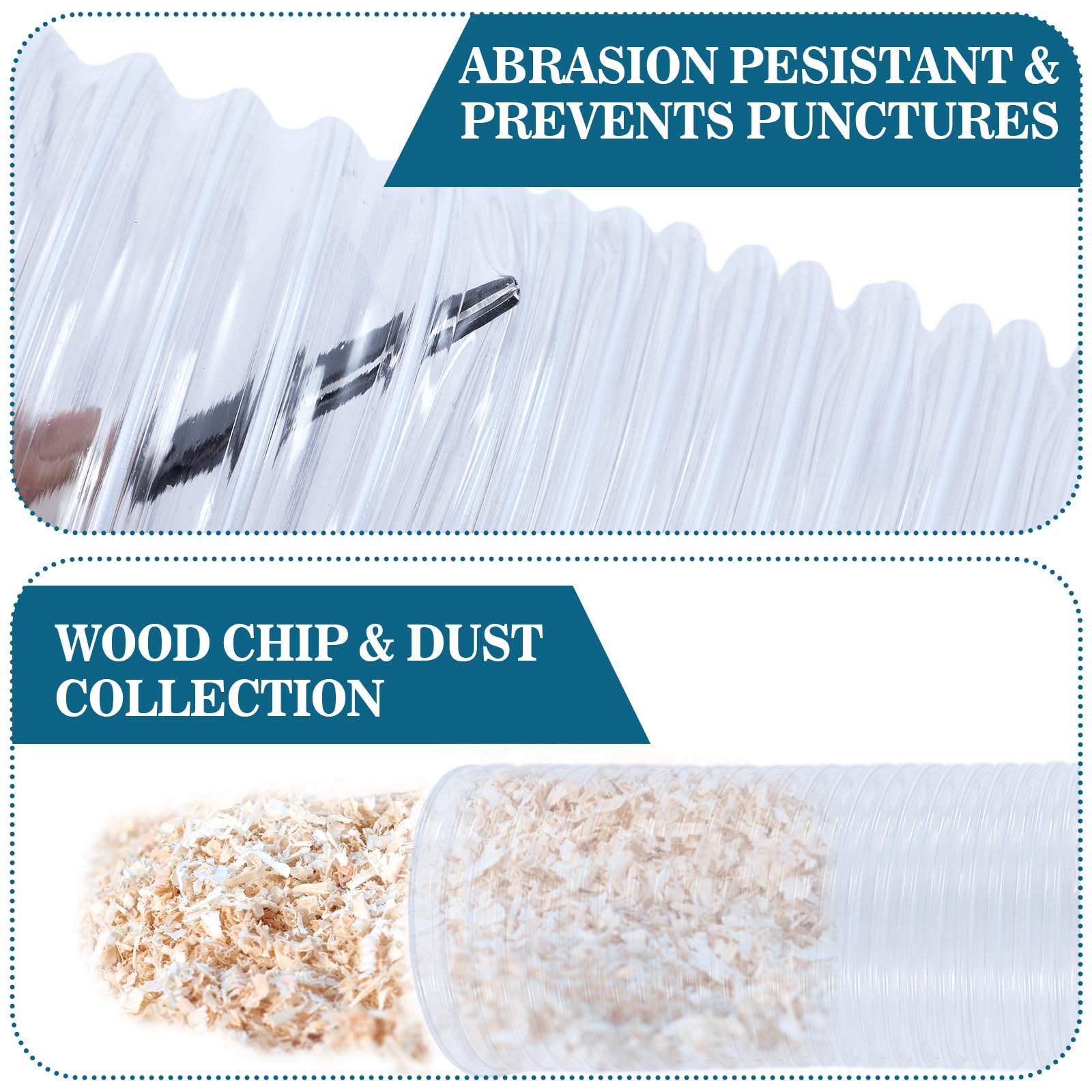 3 Inches 30 ft PVC Dust Collection Hose with Stainless Steel Hose Clamps Set Flexible Clear Vacuum Hose Puncture Resistant Fume Hose for Vacuums Cleaner Fume Dust Collection System