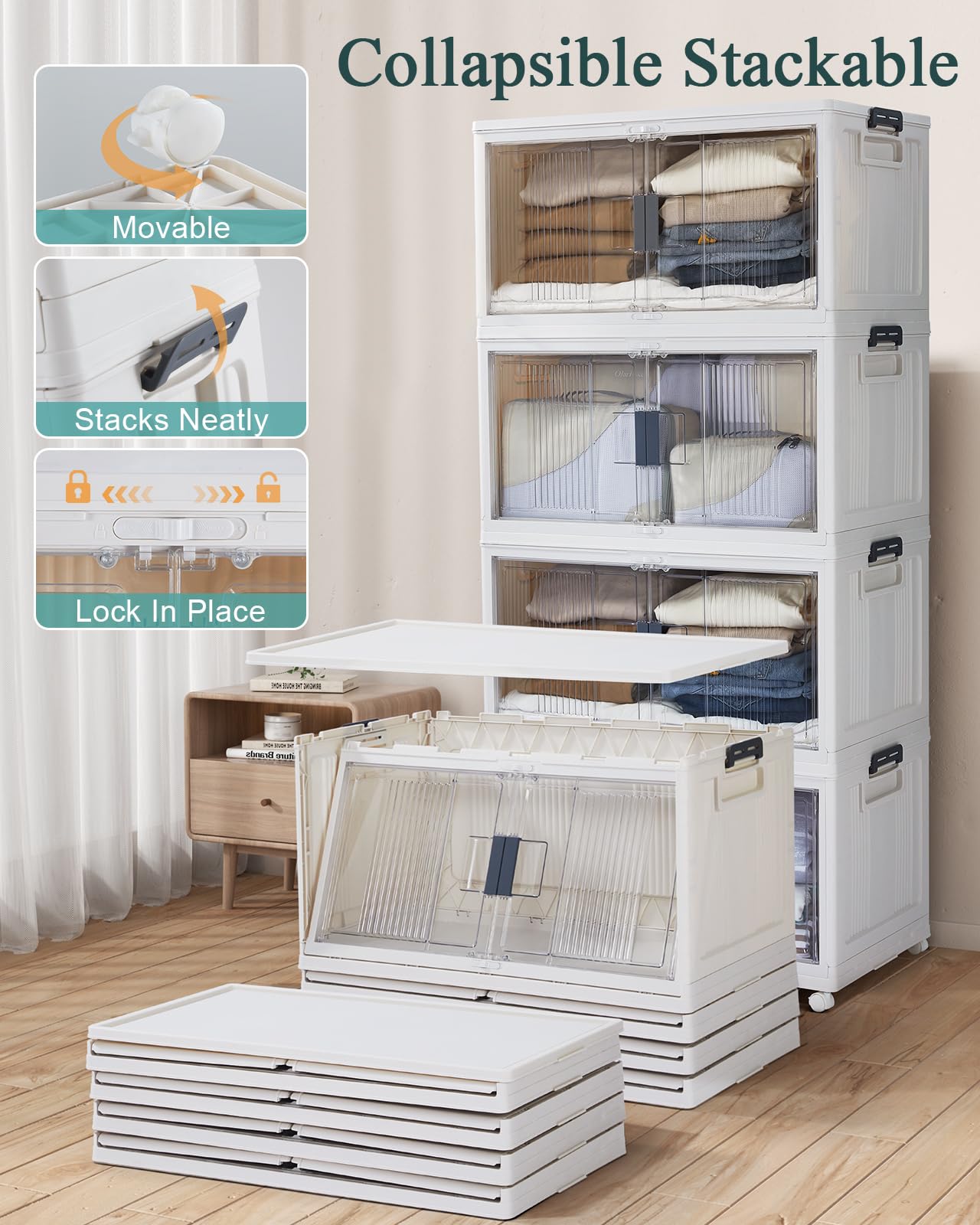 97QT Storage Bins with Lids for Closet