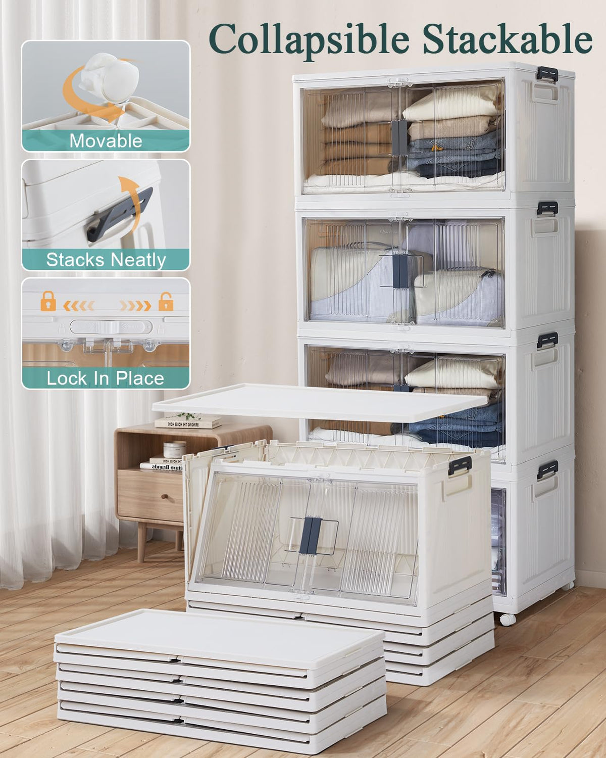 97QT Storage Bins with Lids for Closet