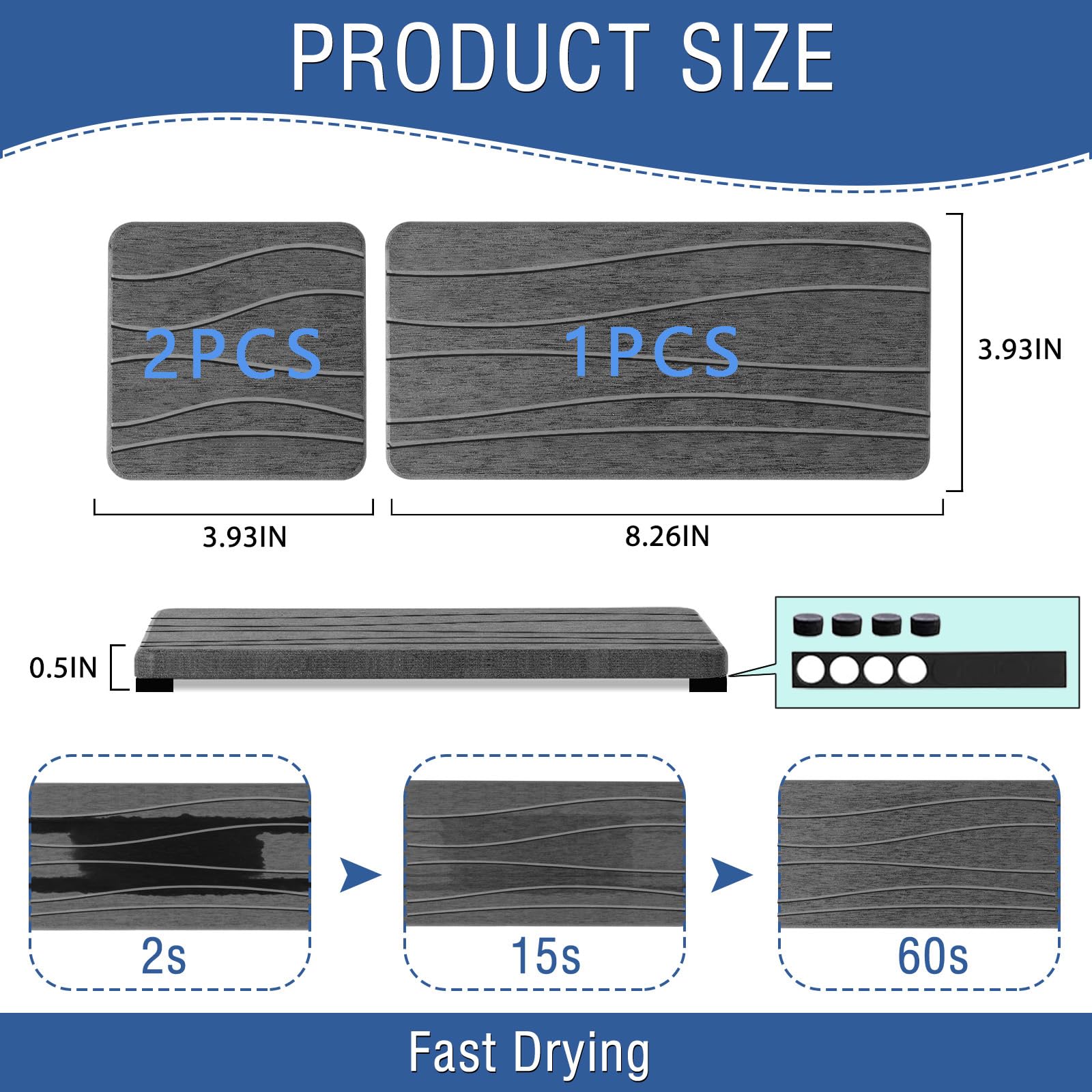 3PCS Water Absorbing Stone Tray (3 Count)
