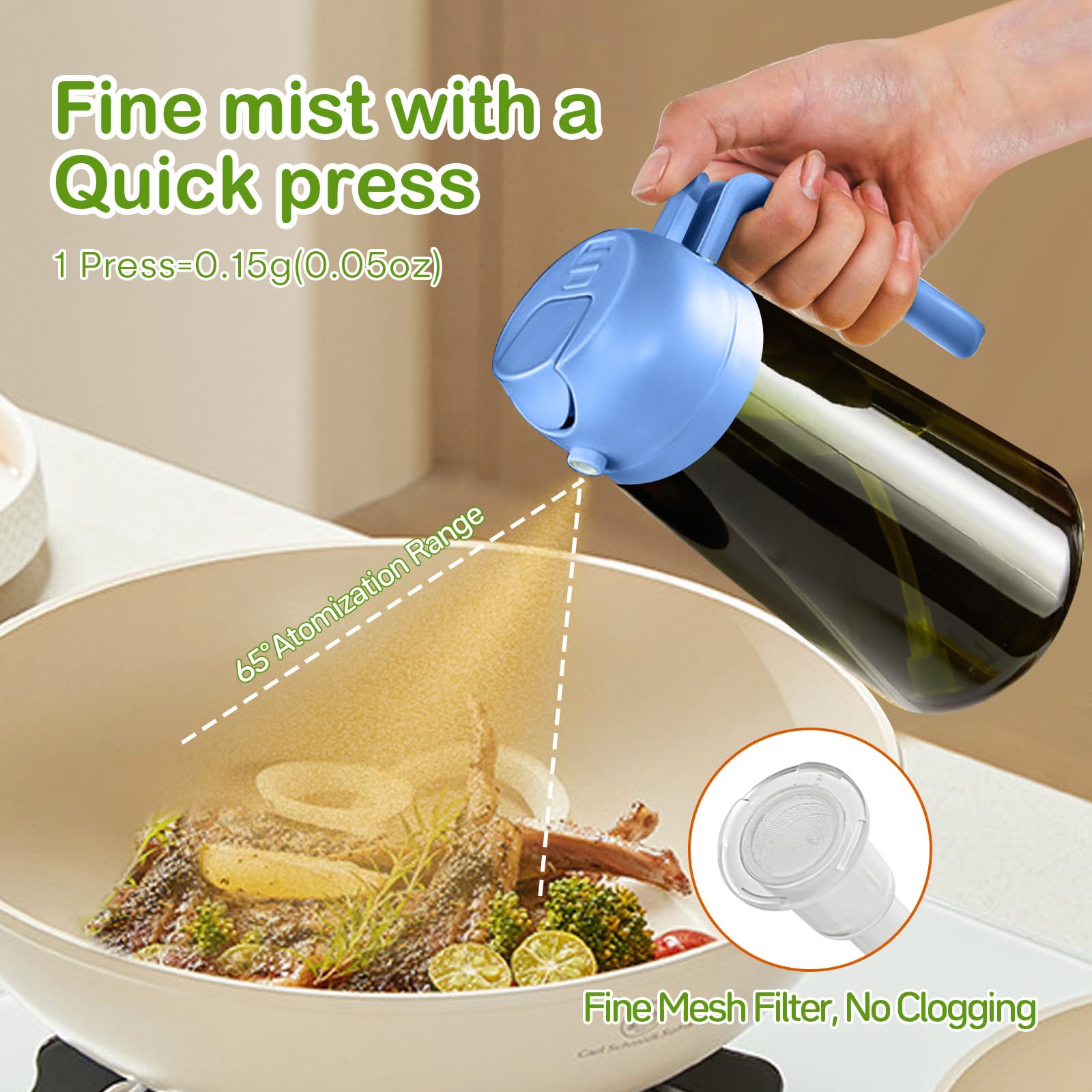16oz 470ml Dark Green Oil Sprayer for Cooking with Stickers