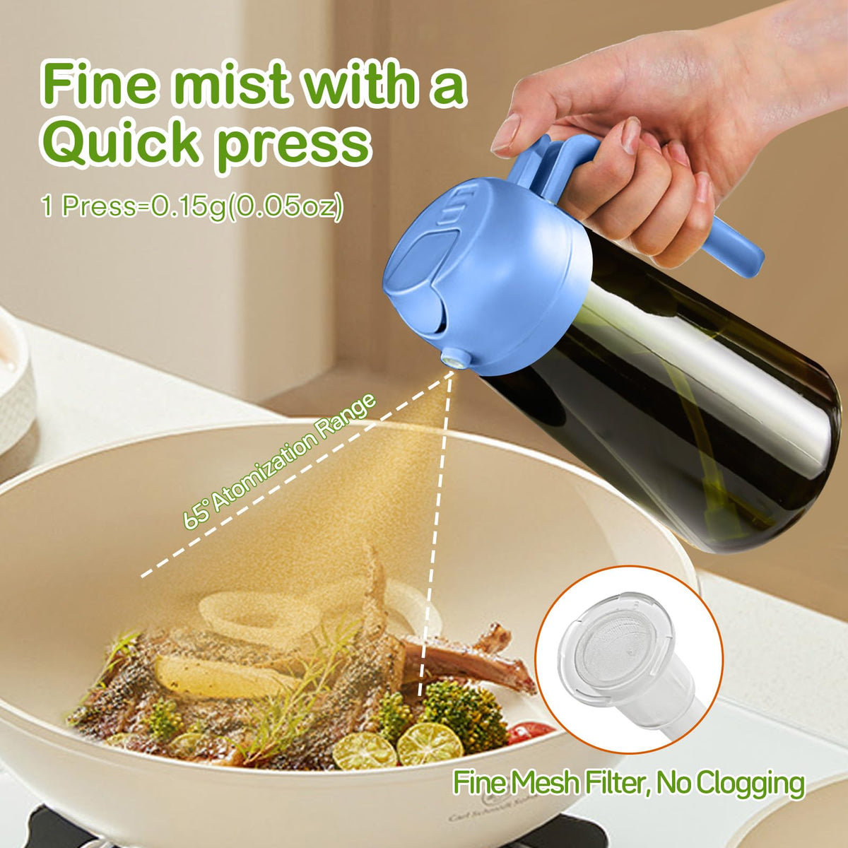 16oz 470ml Dark Green Oil Sprayer for Cooking with Stickers