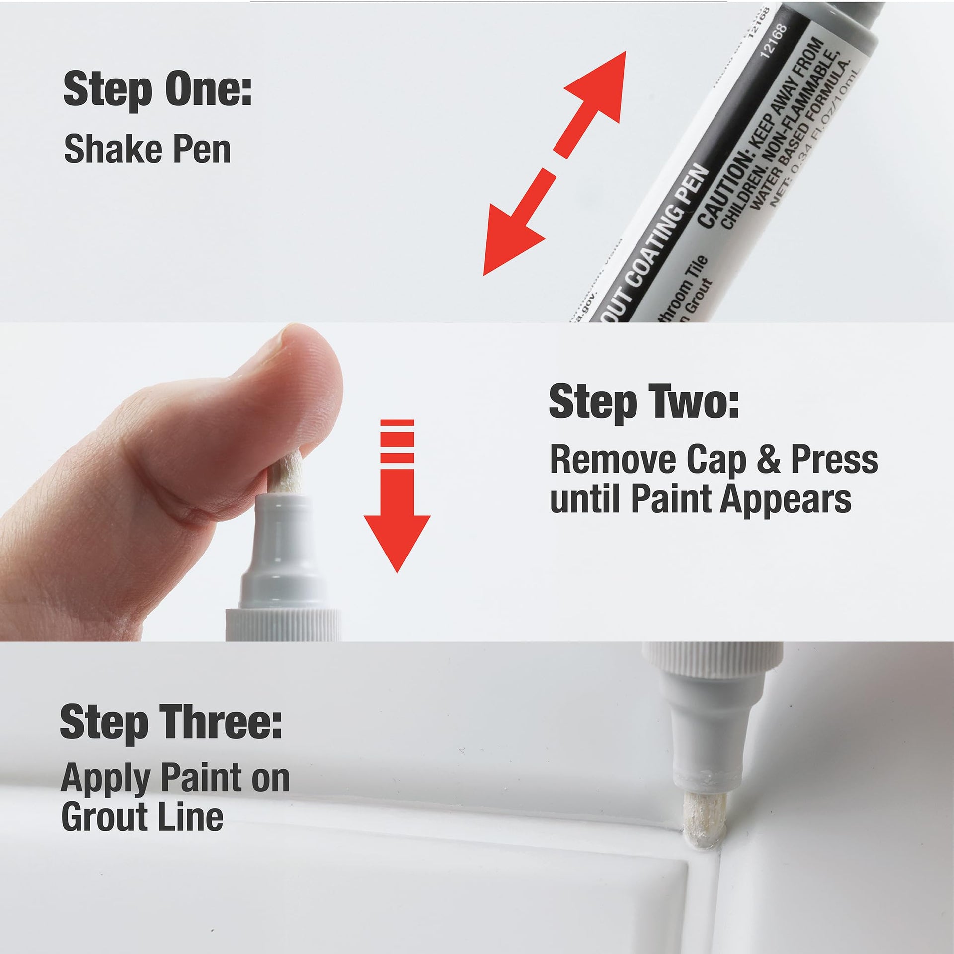 0.25 oz. Tile Grout Coating Pen for use on Bathroom and Kitchen Tiles