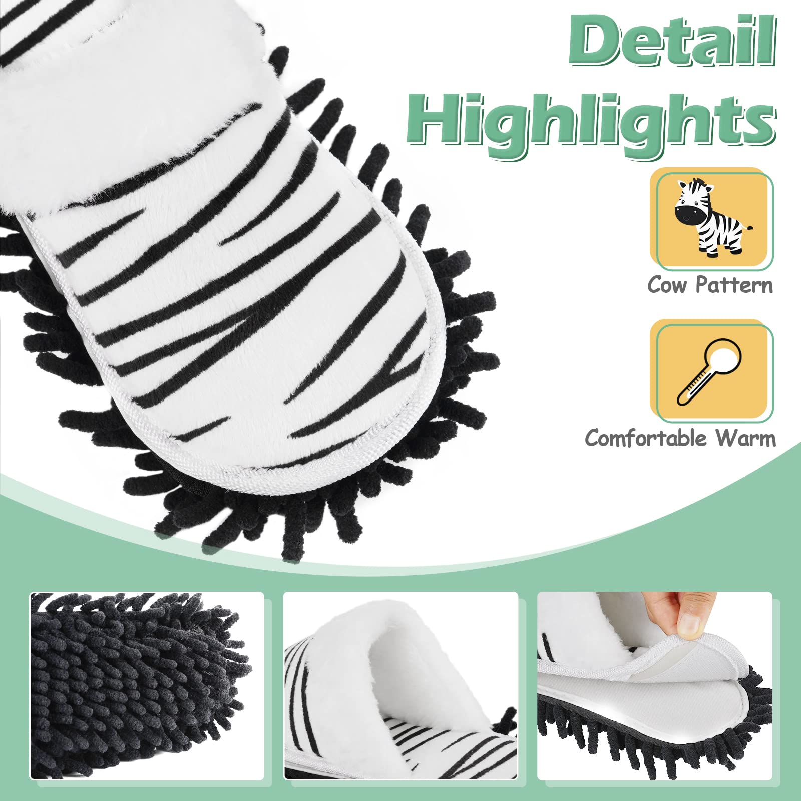 Detachable Microfiber Mop Slippers Floor Dust Cleaning for House