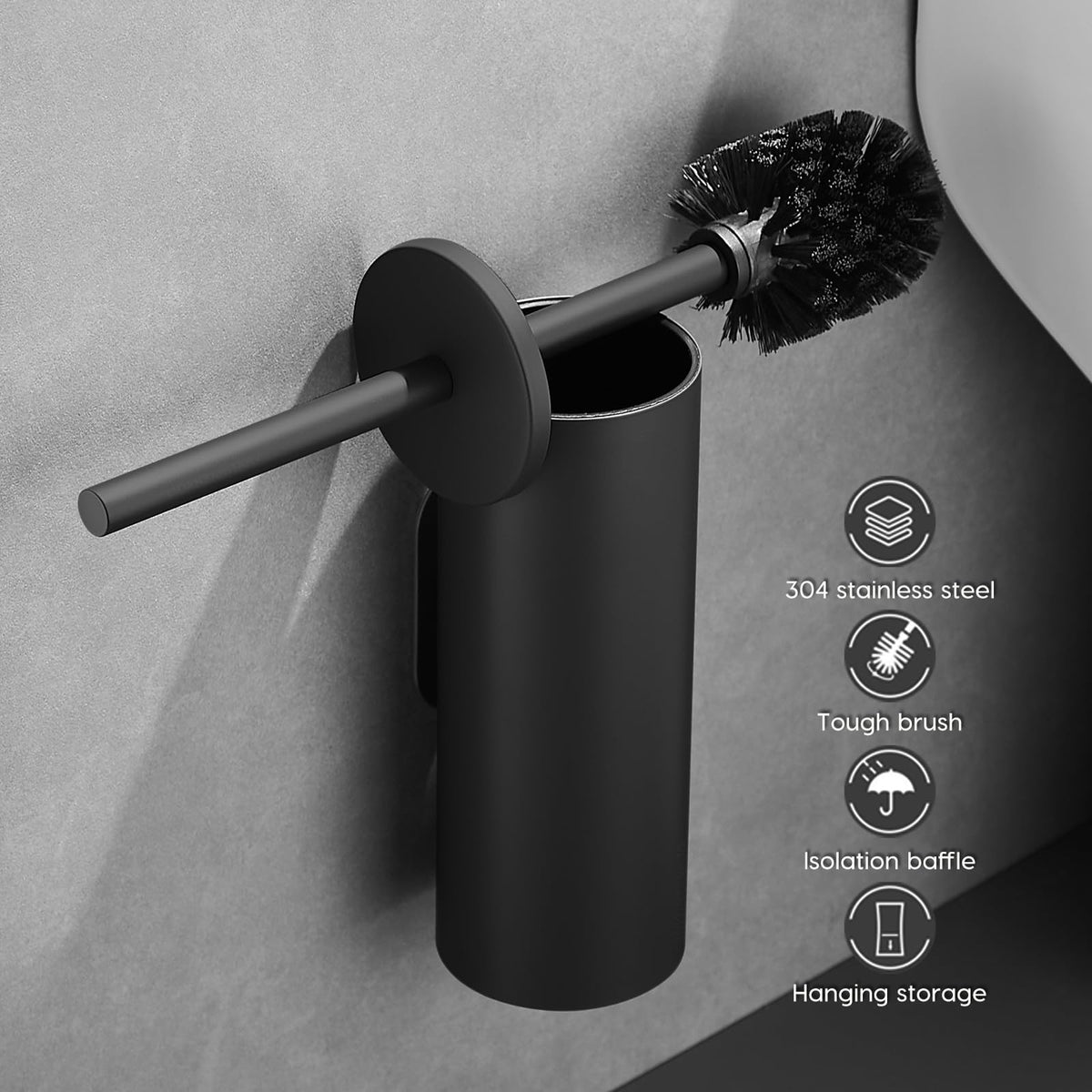Black Toilet Brush with Dual