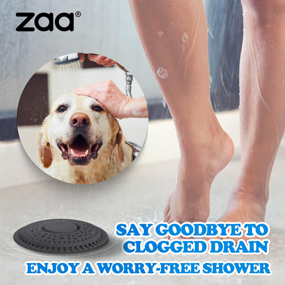 Shower Drain Hair Catcher Silicone Flat Floor Strainer Protector (2 Count)