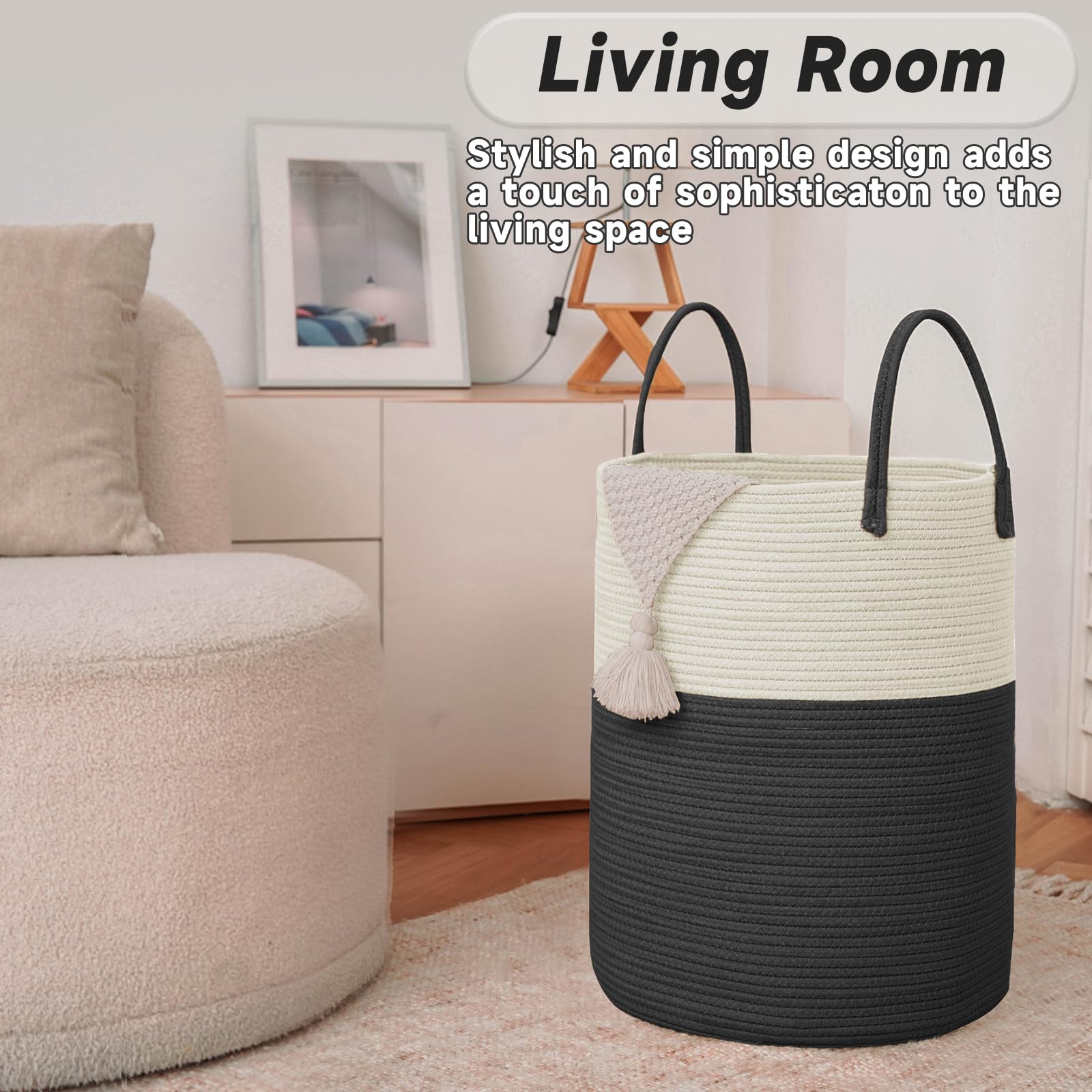 100L Cotton Rope Laundry Basket Hamper