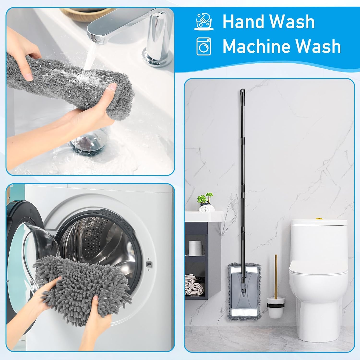 19" Wall Cleaner Mop with Long Handle for Wall Ceilings Floor Cleaning (2 Count)