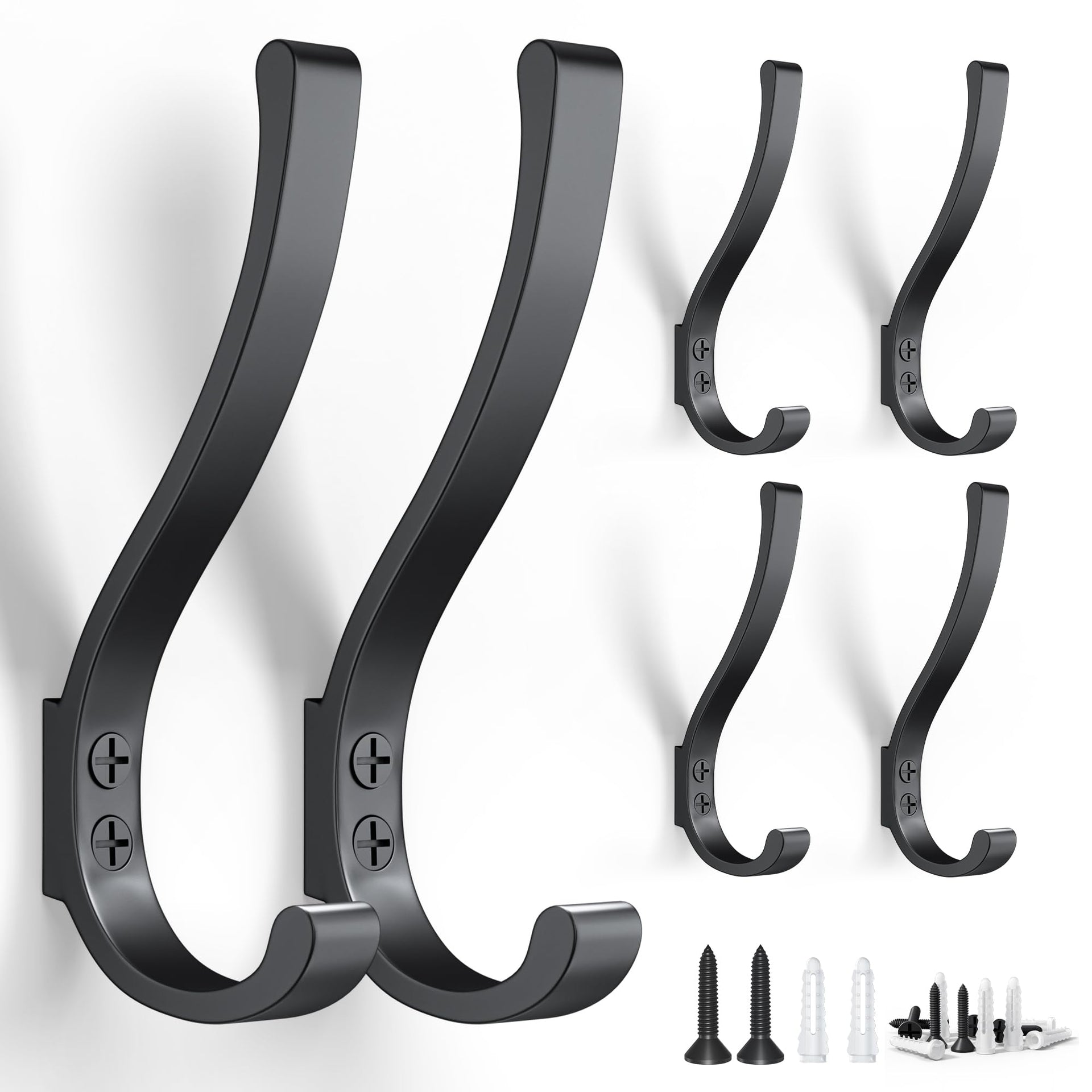 6 Pack Heavy Duty Coat Hooks for Wall Mount (20 Count)
