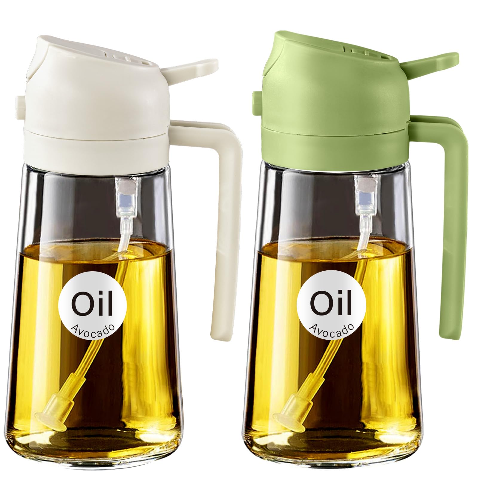 2Pcs 16oz 470ml 2 in 1 Oil Sprayer for Cooking with Stickers