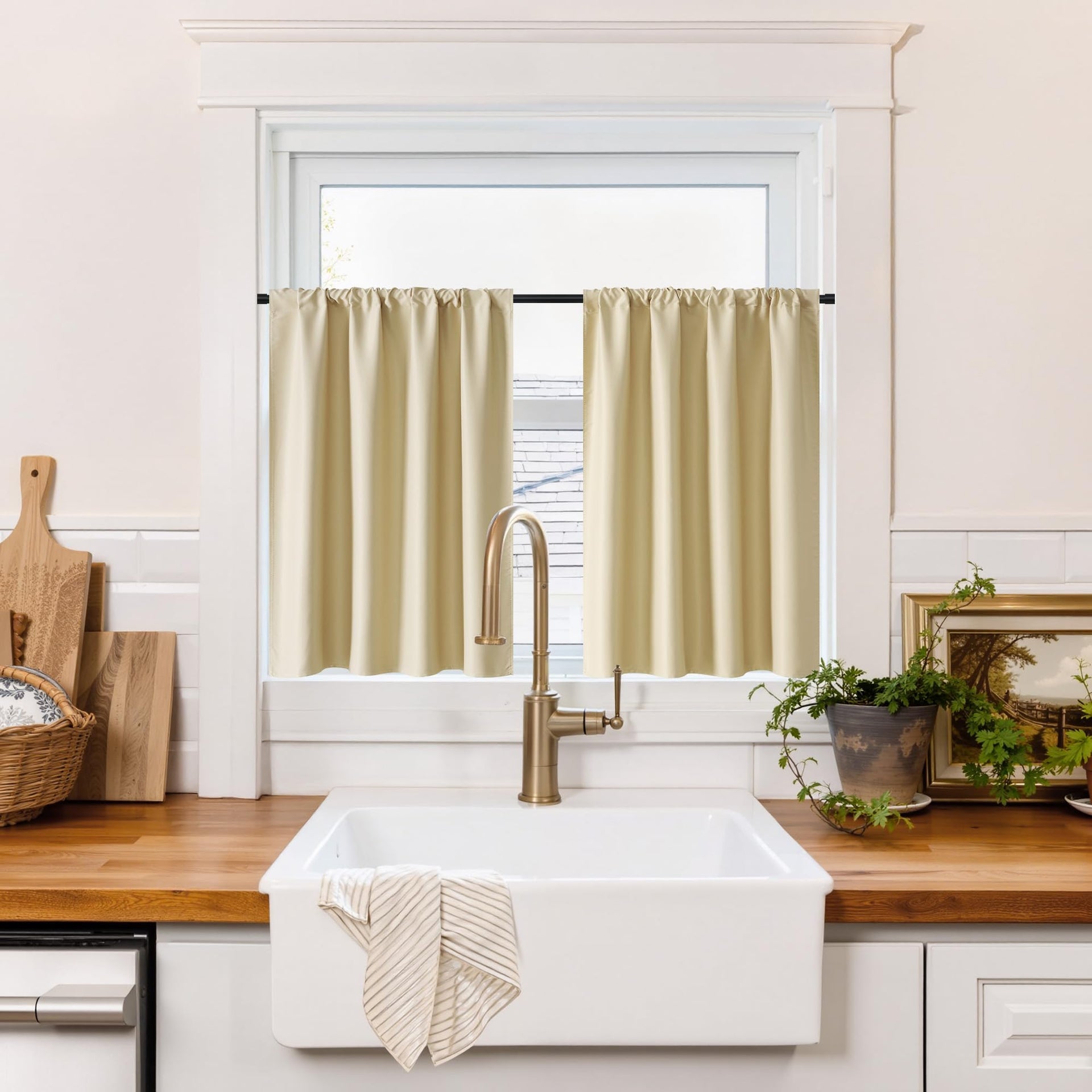 100% Blackout Bathroom Curtains Over Sink 30 inches Long (2 Count)