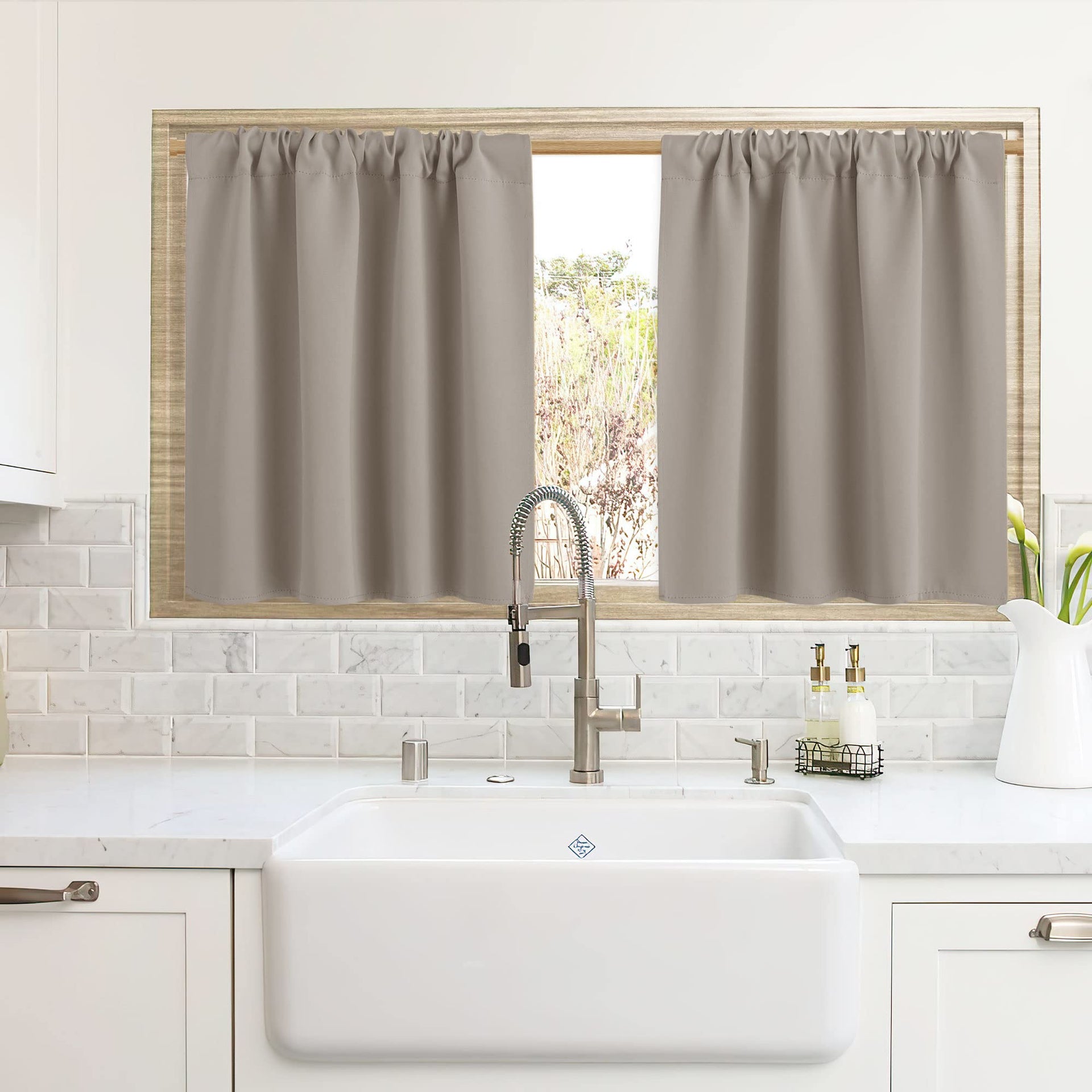 Cafe Blackout Curtains 24 inch Length for RV Camper Kitchen Window (2 Count)