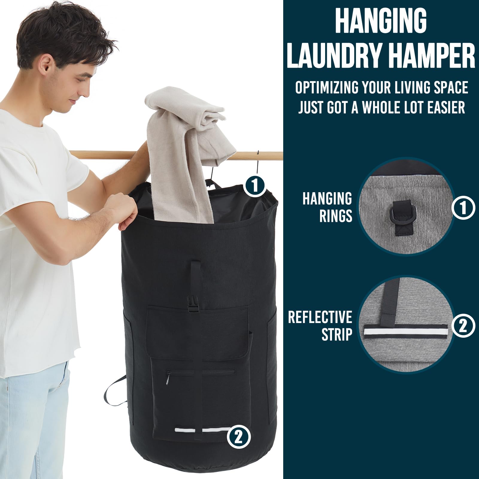 Laundry Backpack with Shoulder Straps