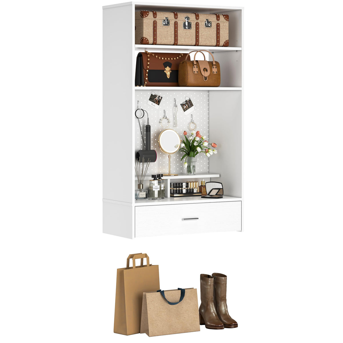 24 inch Closet System with Drawers and Magnetic Pegboard